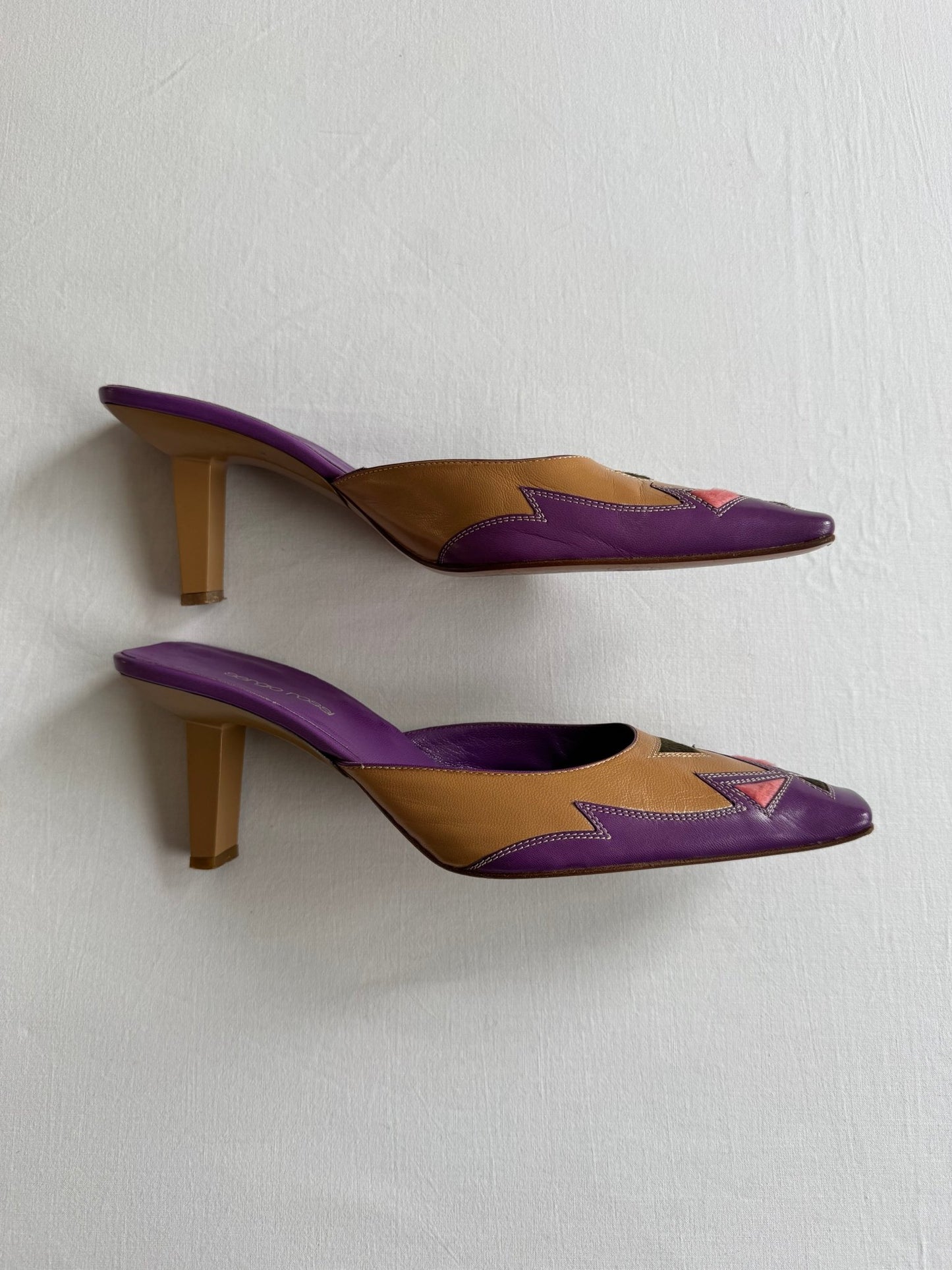 👡 Mules Vintage Sergio Rossi din Piele și Păr de Vacă – EU 38.5 ( tagged EU 39 ) - anbracaminte