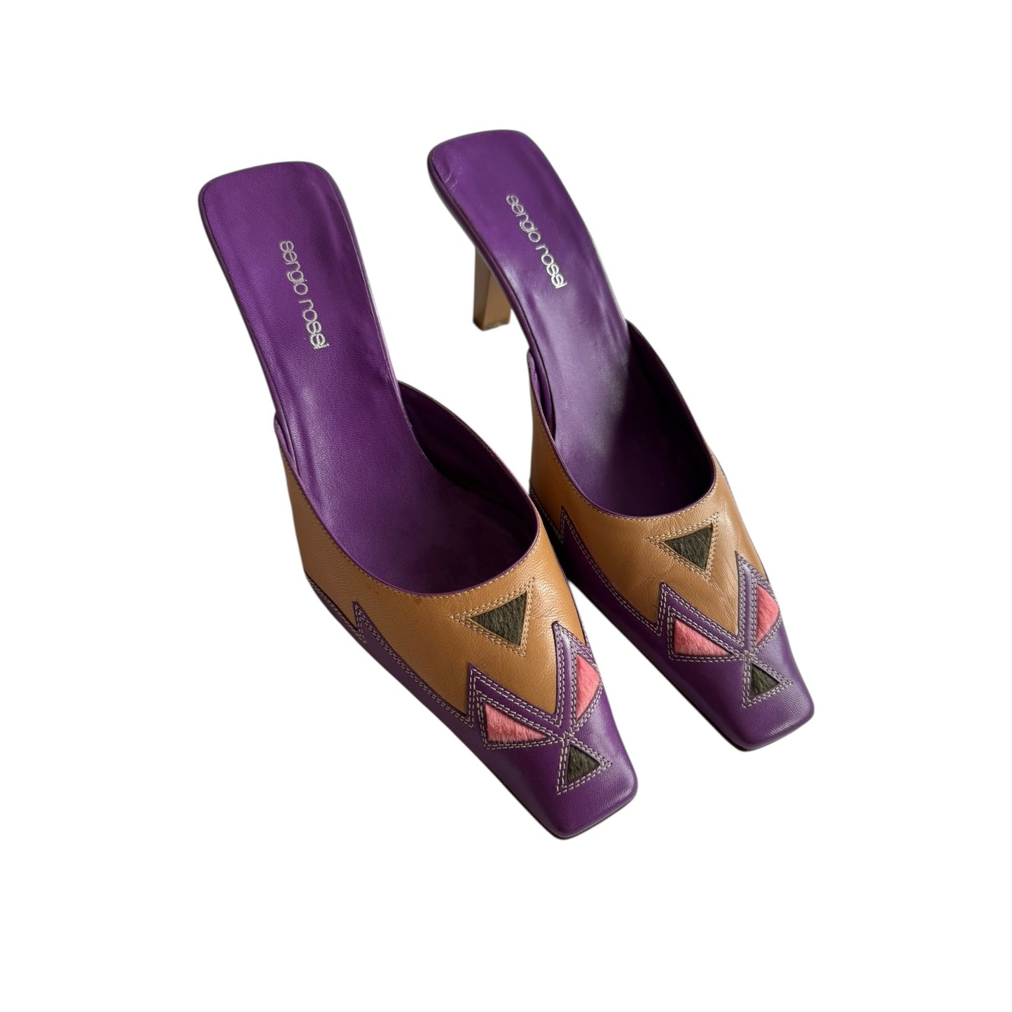 👡 Mules Vintage Sergio Rossi din Piele și Păr de Vacă – EU 38.5 ( tagged EU 39 ) - anbracaminte