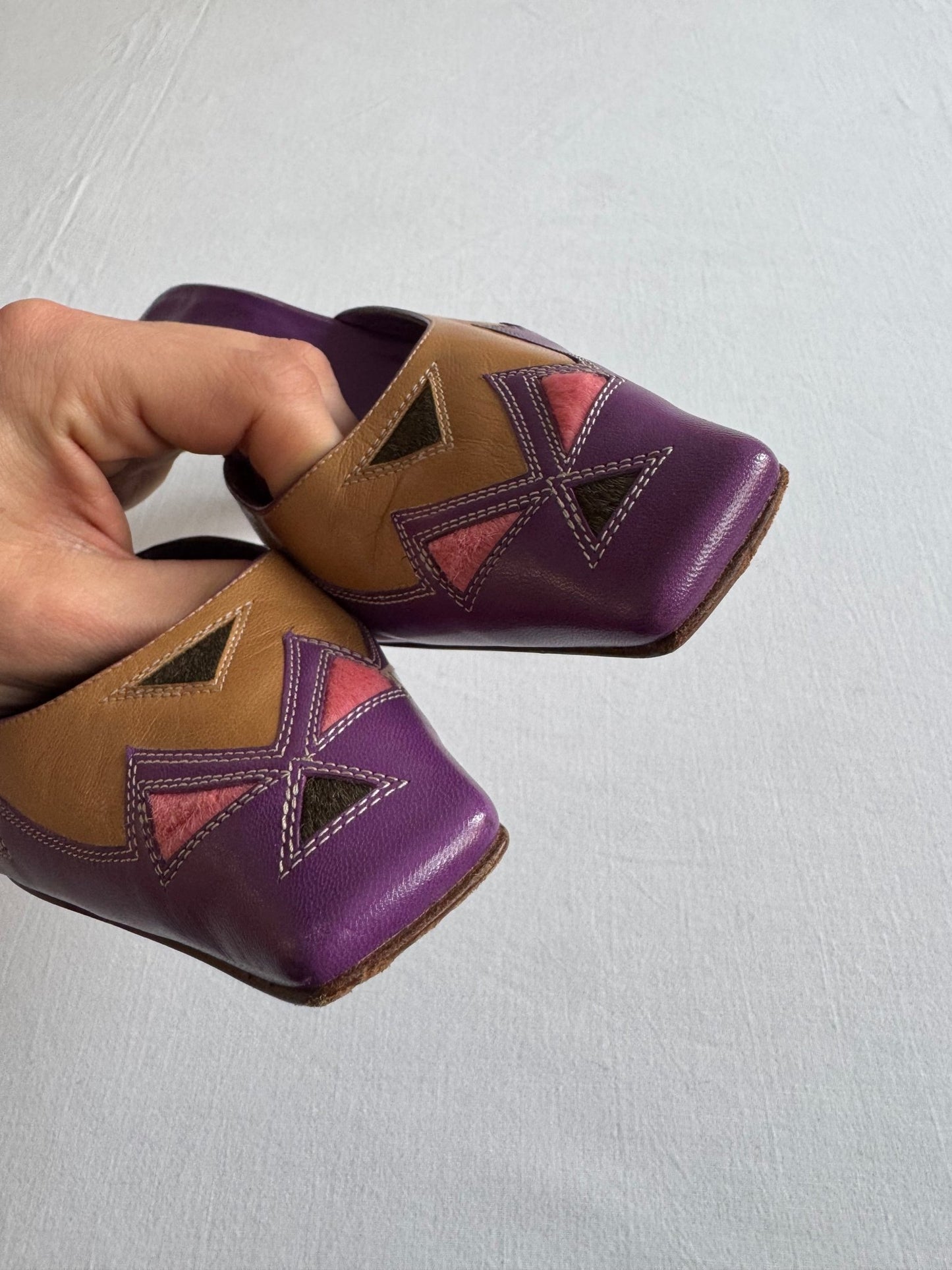 👡 Mules Vintage Sergio Rossi din Piele și Păr de Vacă – EU 38.5 ( tagged EU 39 ) - anbracaminte