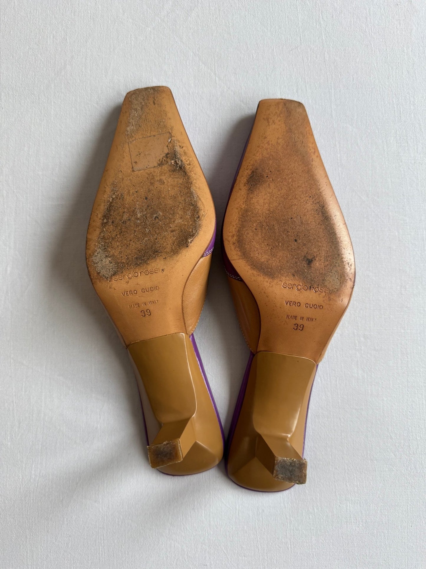 👡 Mules Vintage Sergio Rossi din Piele și Păr de Vacă – EU 38.5 ( tagged EU 39 ) - anbracaminte