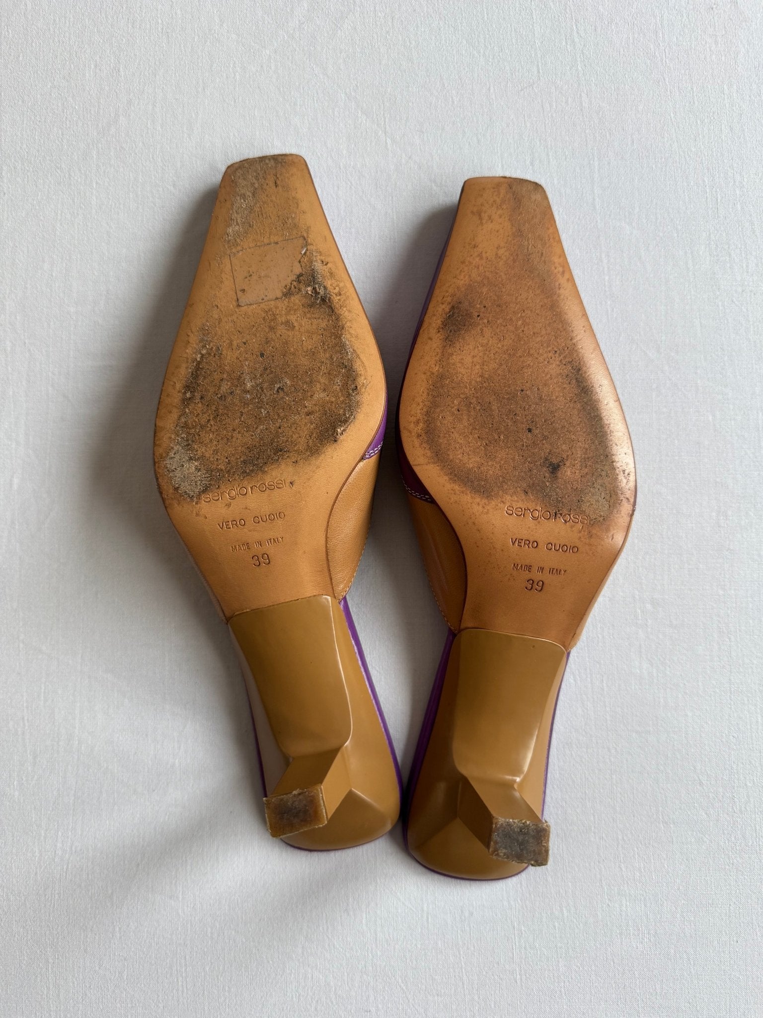 👡 Mules Vintage Sergio Rossi din Piele și Păr de Vacă – EU 38.5 ( tagged EU 39 ) - anbracaminte