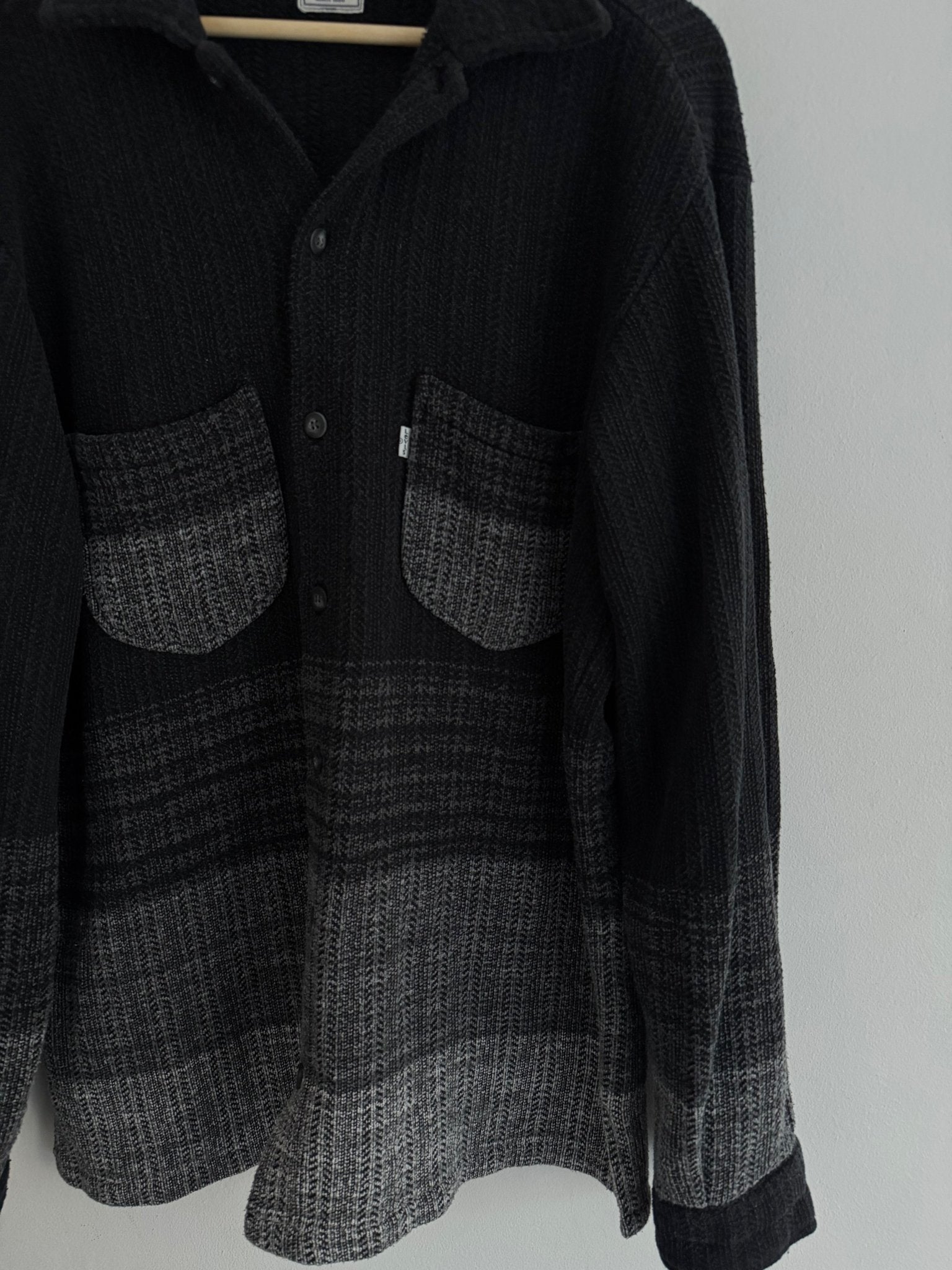 🧶 Overshirt Vintage Bărbați Levi’s Negru Tricotat din Bumbac și Acril – L - anbracaminte