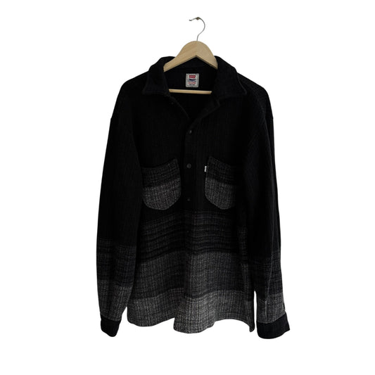 🧶 Overshirt Vintage Bărbați Levi’s Negru Tricotat din Bumbac și Acril – L - anbracaminte