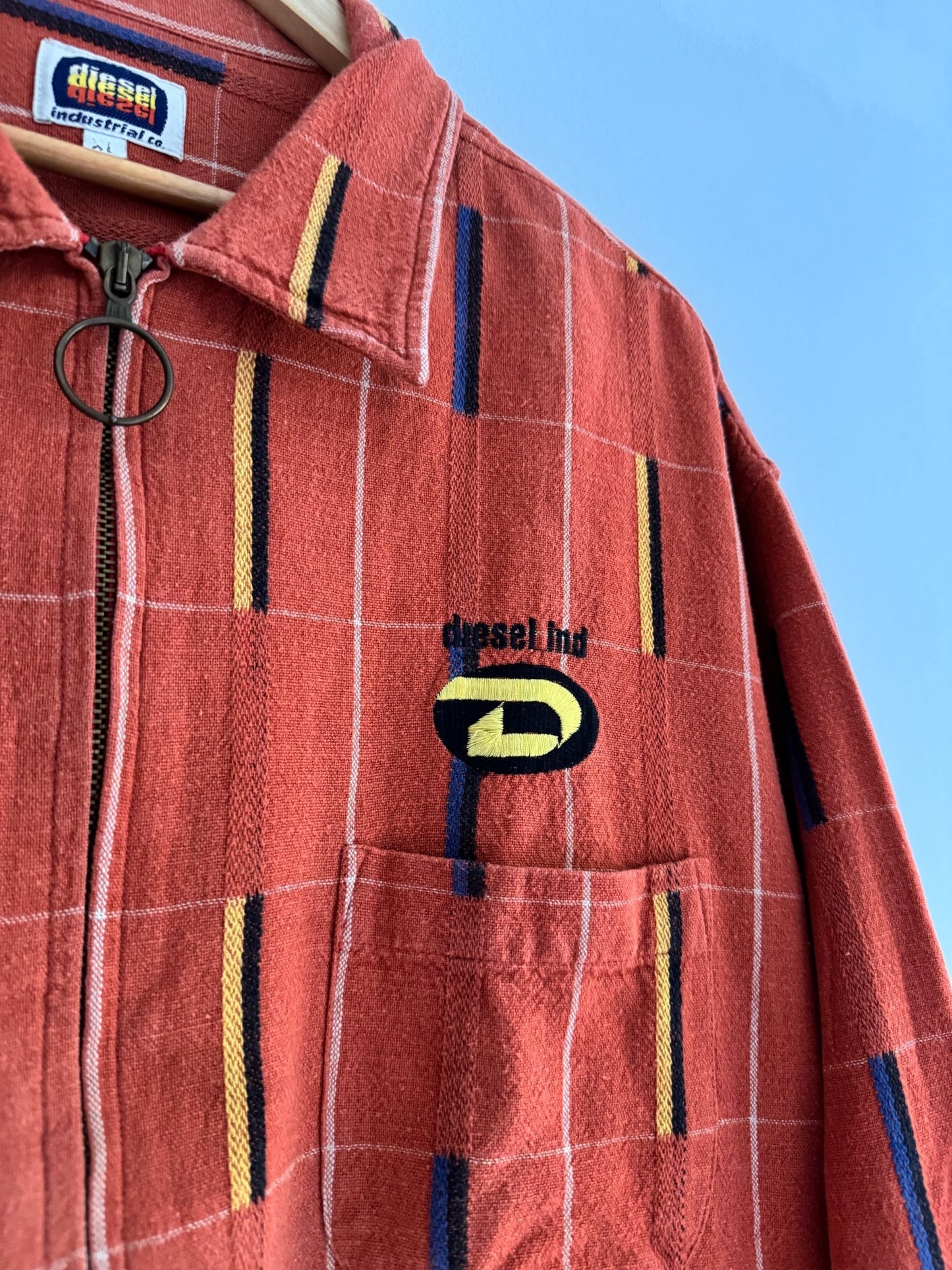 ⛽️ Overshirt vintage Diesel cu fermoar – portocaliu – mărimea XL - anbracaminte
