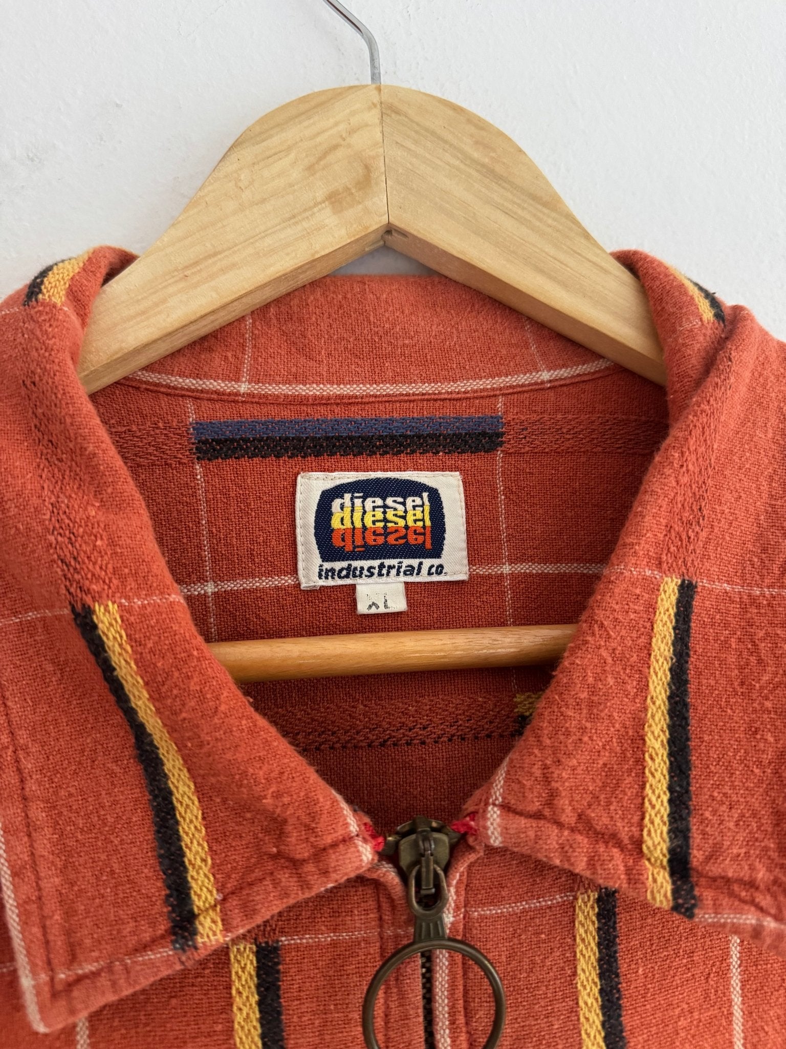 ⛽️ Overshirt vintage Diesel cu fermoar – portocaliu – mărimea XL - anbracaminte
