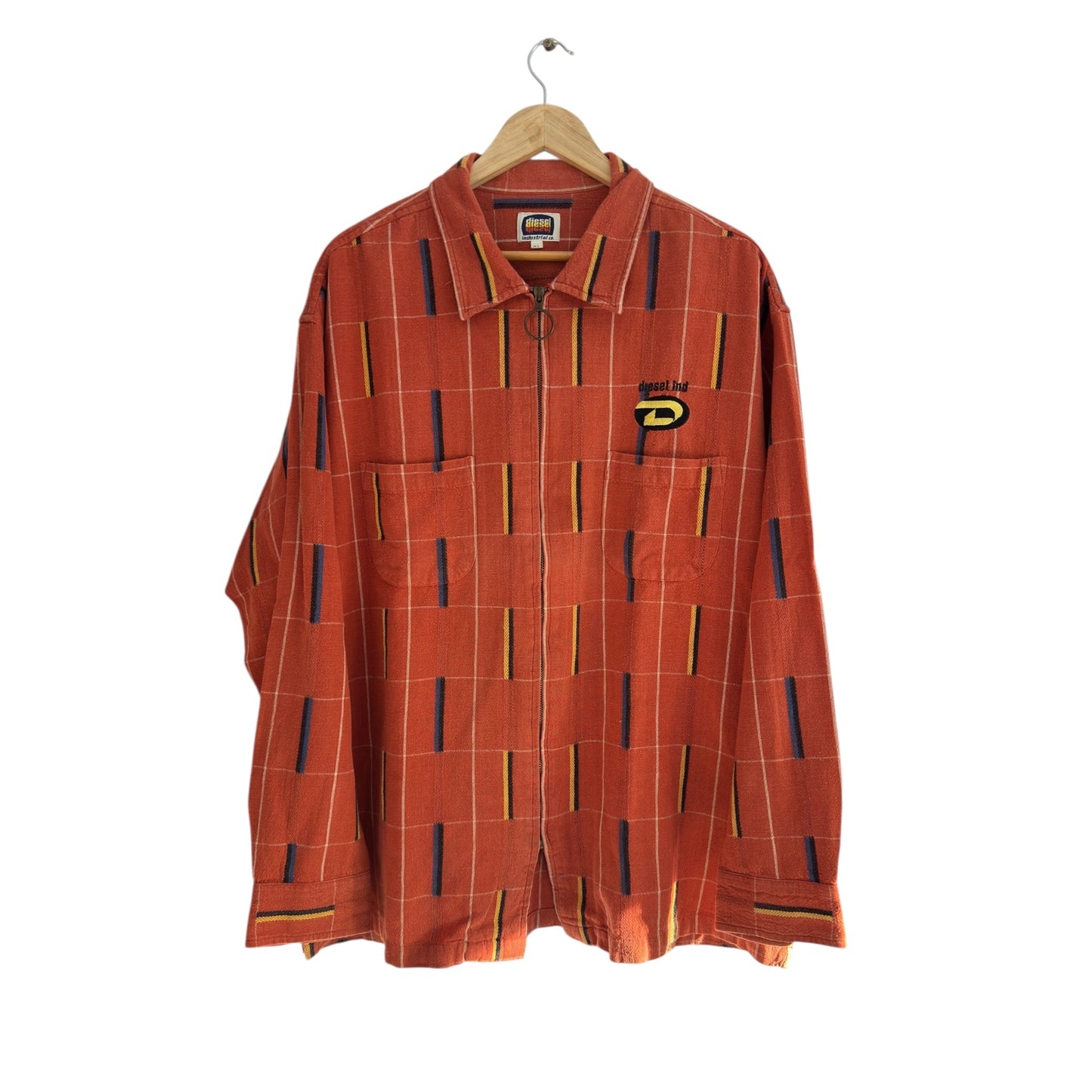 ⛽️ Overshirt vintage Diesel cu fermoar – portocaliu – mărimea XL - anbracaminte