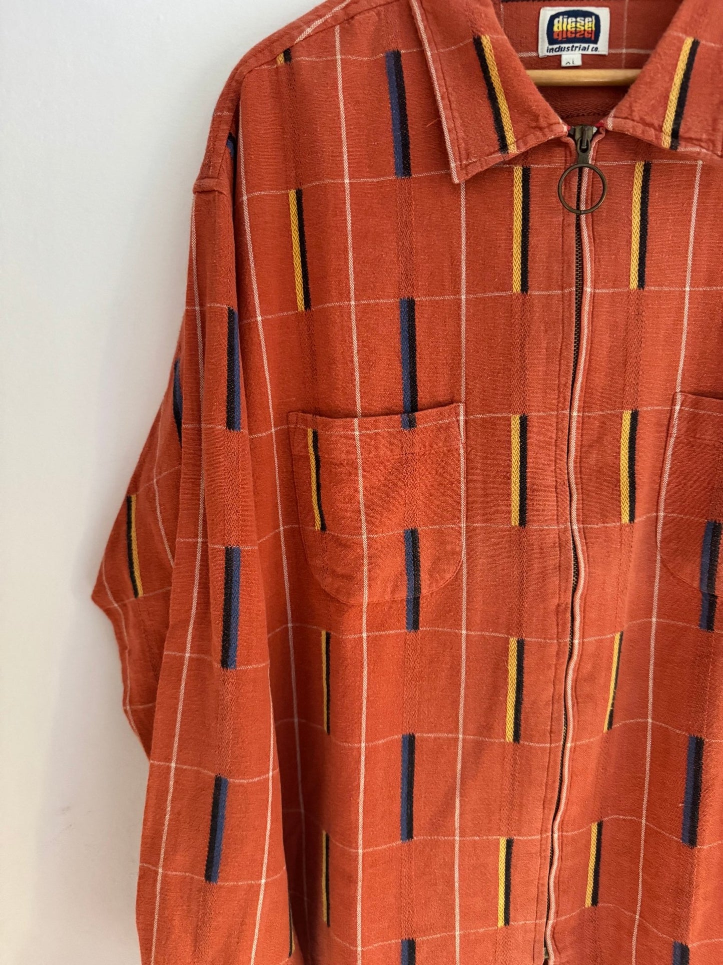 ⛽️ Overshirt vintage Diesel cu fermoar – portocaliu – mărimea XL - anbracaminte