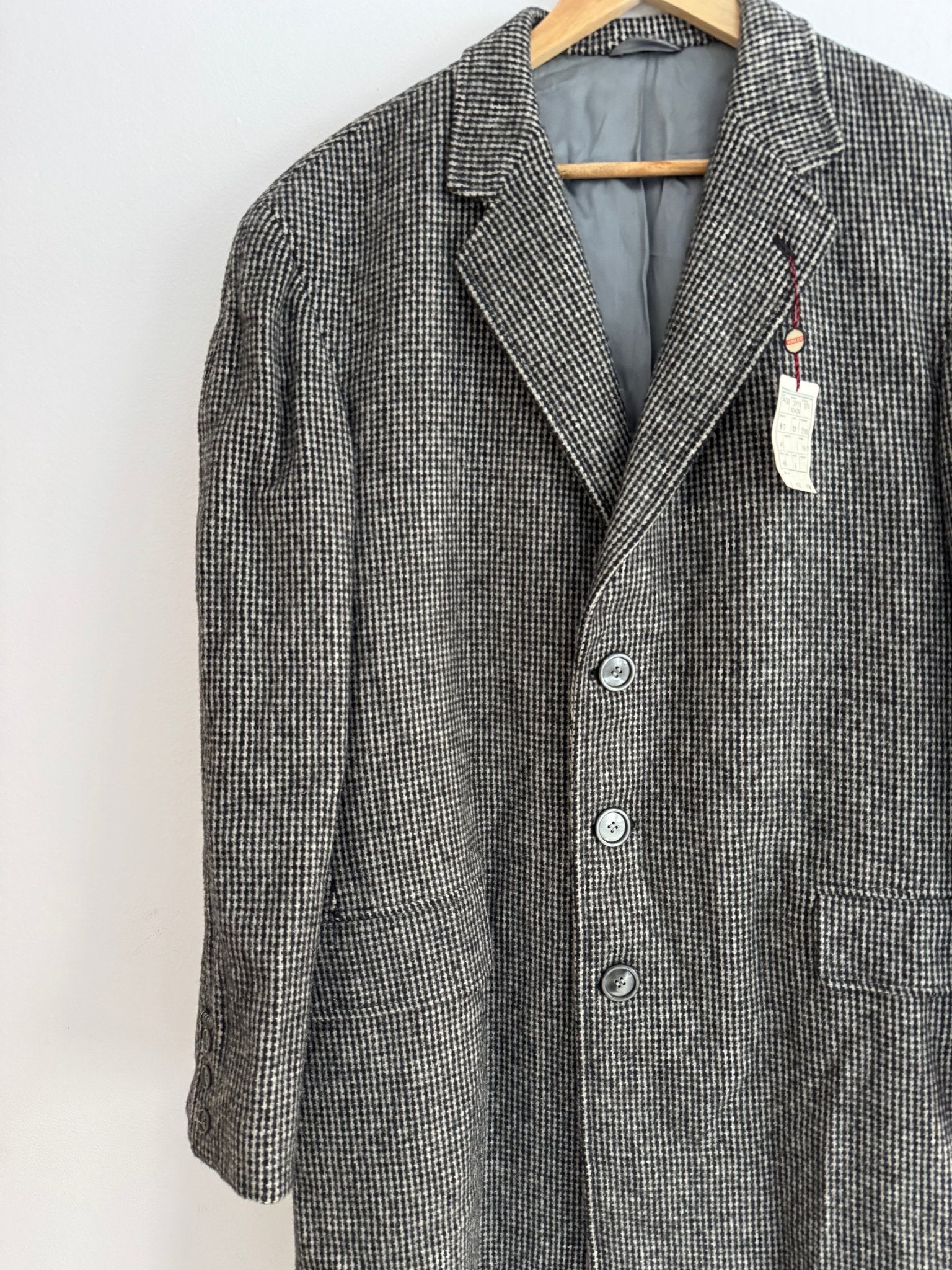 🧥 Palton Deadstock 70’s Gri Texturat din Lână Pură – Marimea 48 (M Bărbați) - anbracaminte