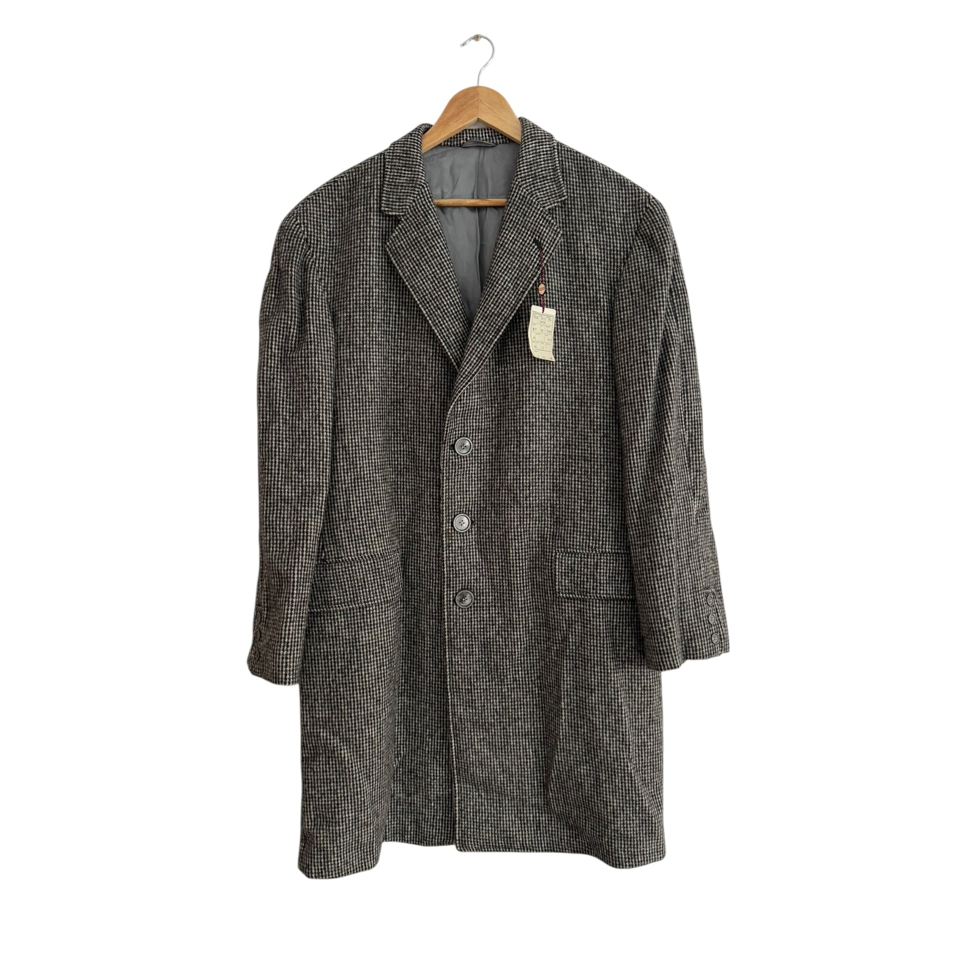 🧥 Palton Deadstock 70’s Gri Texturat din Lână Pură – Marimea 48 (M Bărbați) - anbracaminte