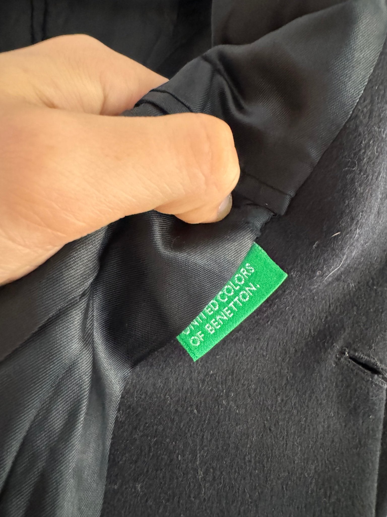 🐈‍⬛ 🧥 Palton Negru Vintage Benetton din Lână – Mărimea 52 (L–XL) - anbracaminte