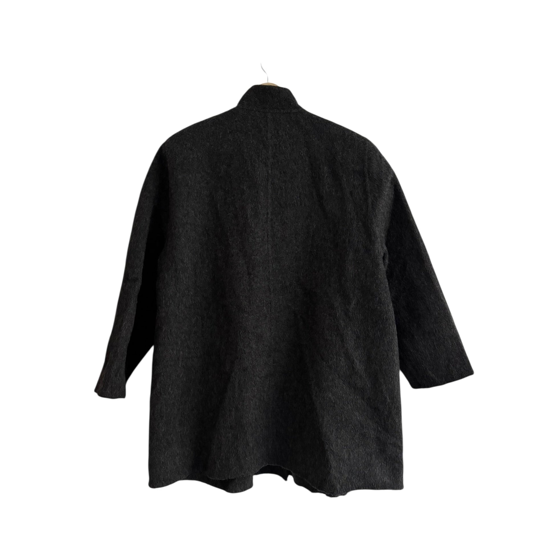 🧥 Palton Scurt Vintage Damă Gri Închis din Lână, Alpaca și Mohair – L/XL (Oversized Look) - anbracaminte