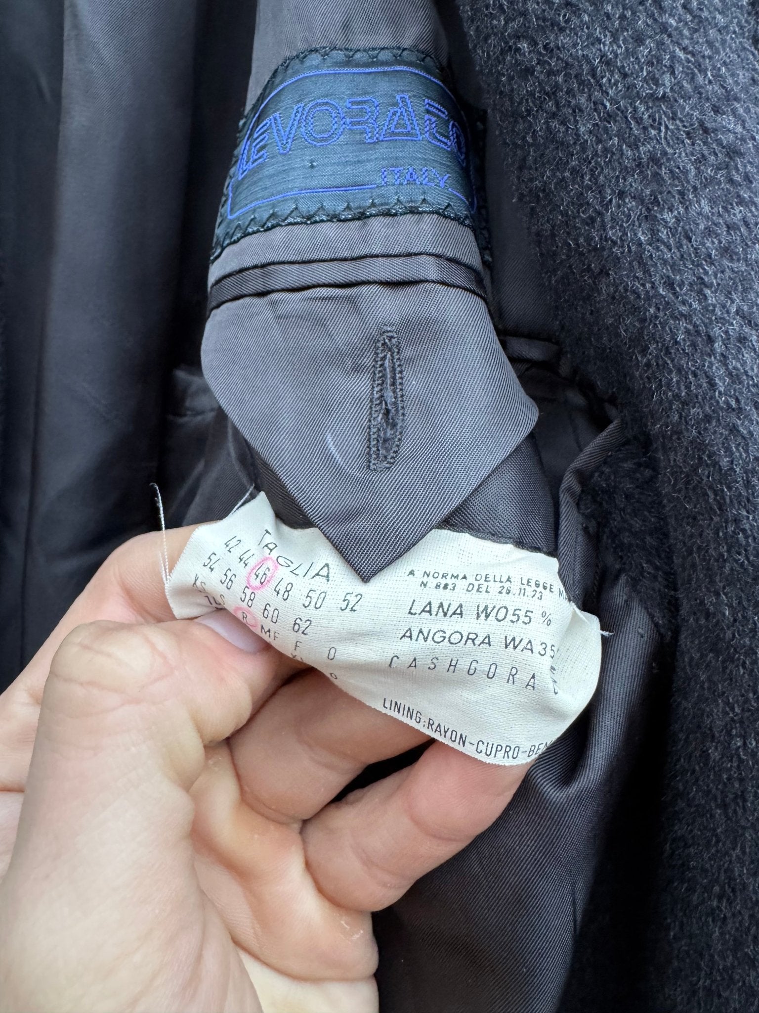🧥 Palton Vintage Bărbați Gri Închis din Lână, Angora și Cashgora – EU 46 (S / M) - anbracaminte