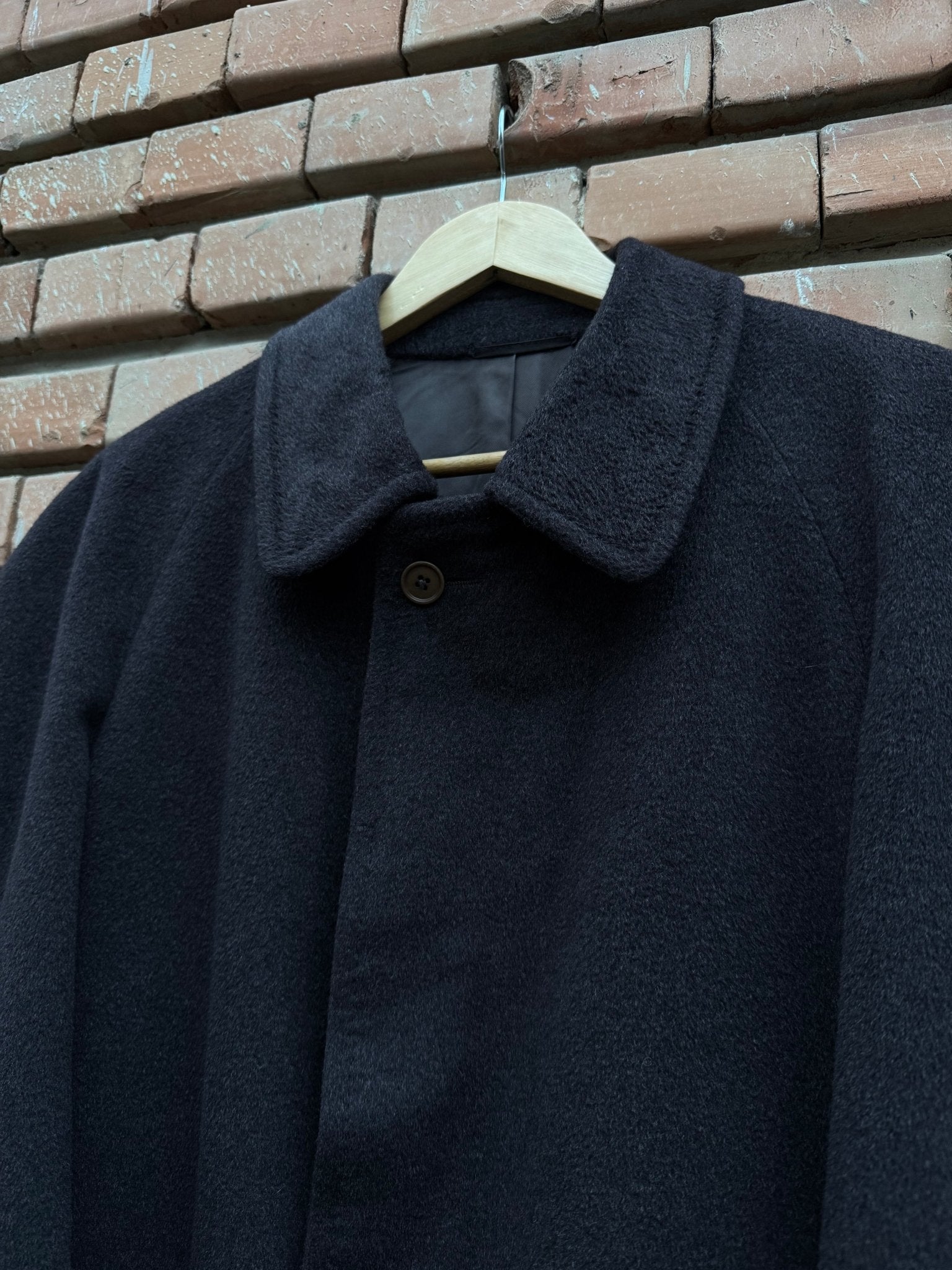 🧥 Palton Vintage Bărbați Gri Închis din Lână, Angora și Cashgora – EU 46 (S / M) - anbracaminte