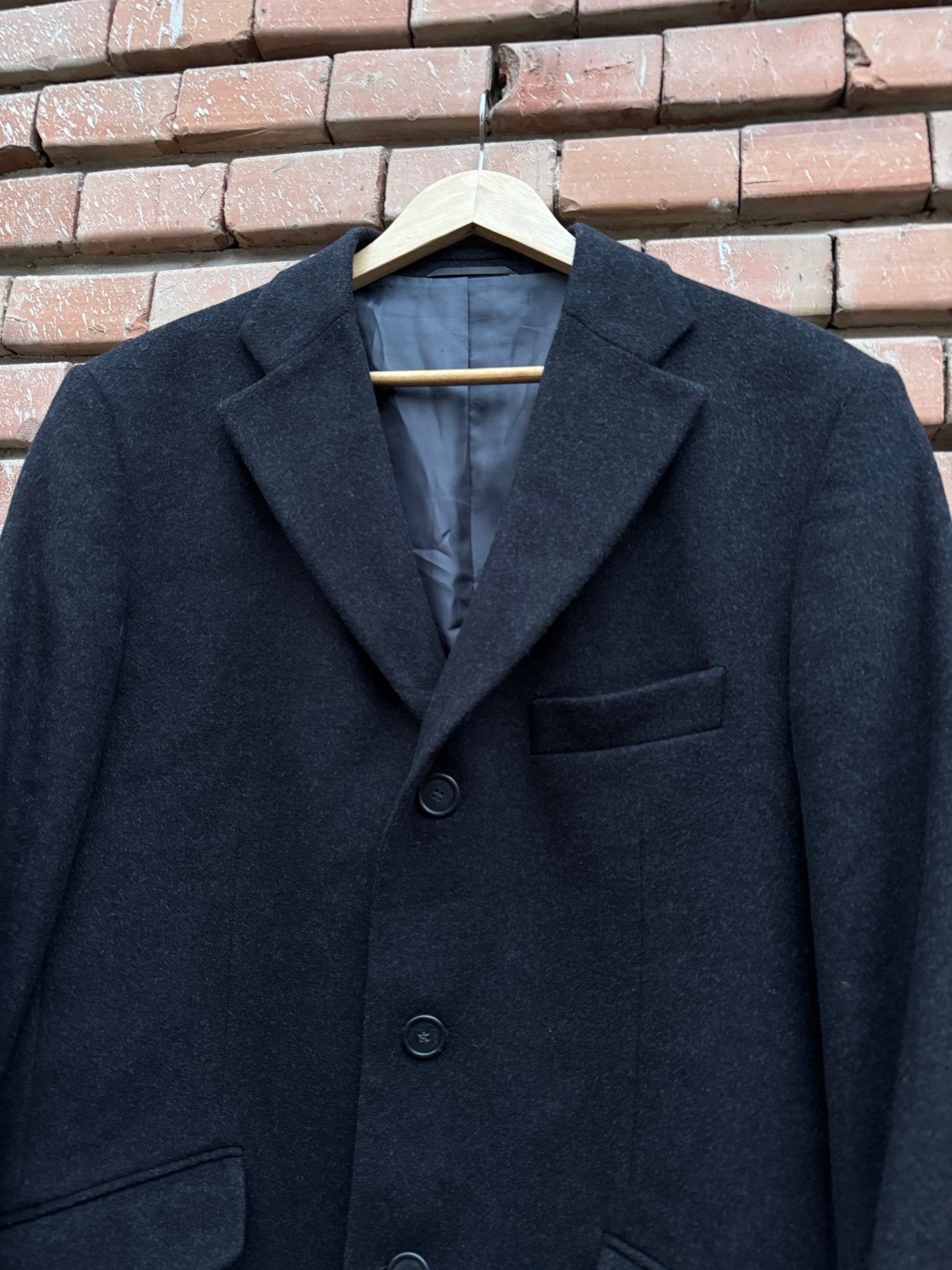 🧥 Palton Vintage Bărbați Gri Închis din Lână și Cașmir – 52 (L) - anbracaminte