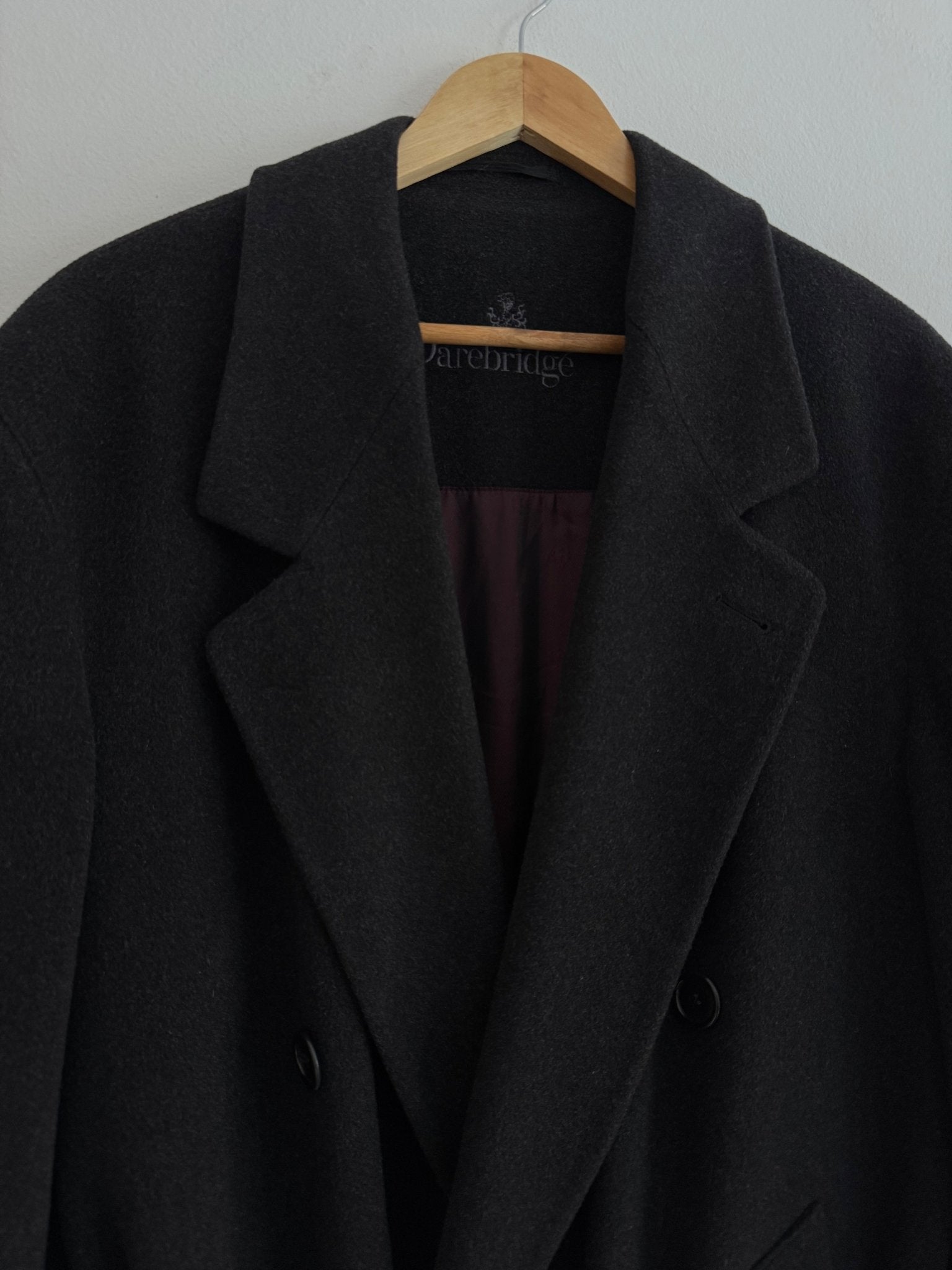 🎩 Palton Vintage Bărbați Gri Închis / Negru deschis din Cașmir – Marimea 48 (M oversized / L regular) - anbracaminte