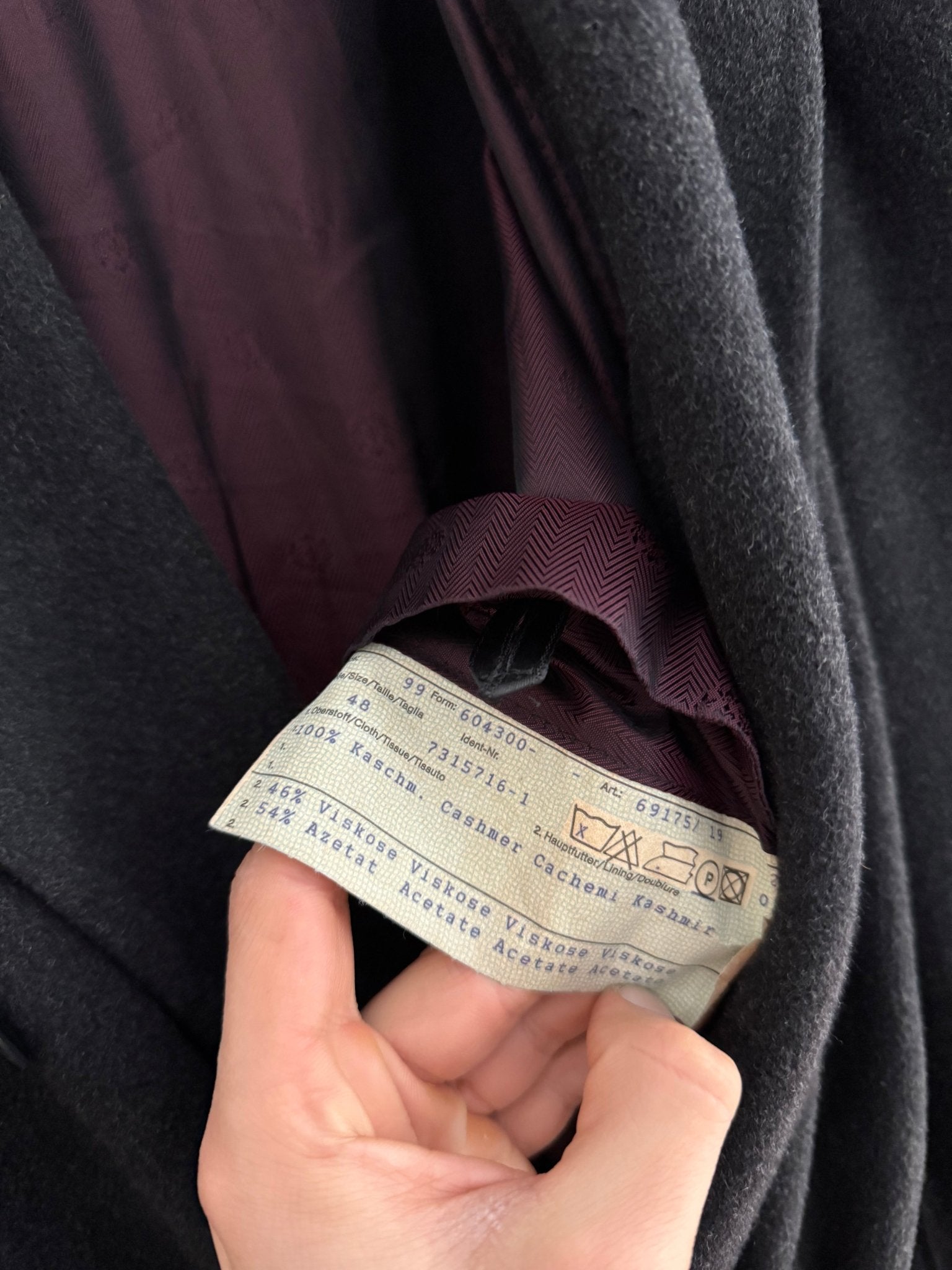 🎩 Palton Vintage Bărbați Gri Închis / Negru deschis din Cașmir – Marimea 48 (M oversized / L regular) - anbracaminte