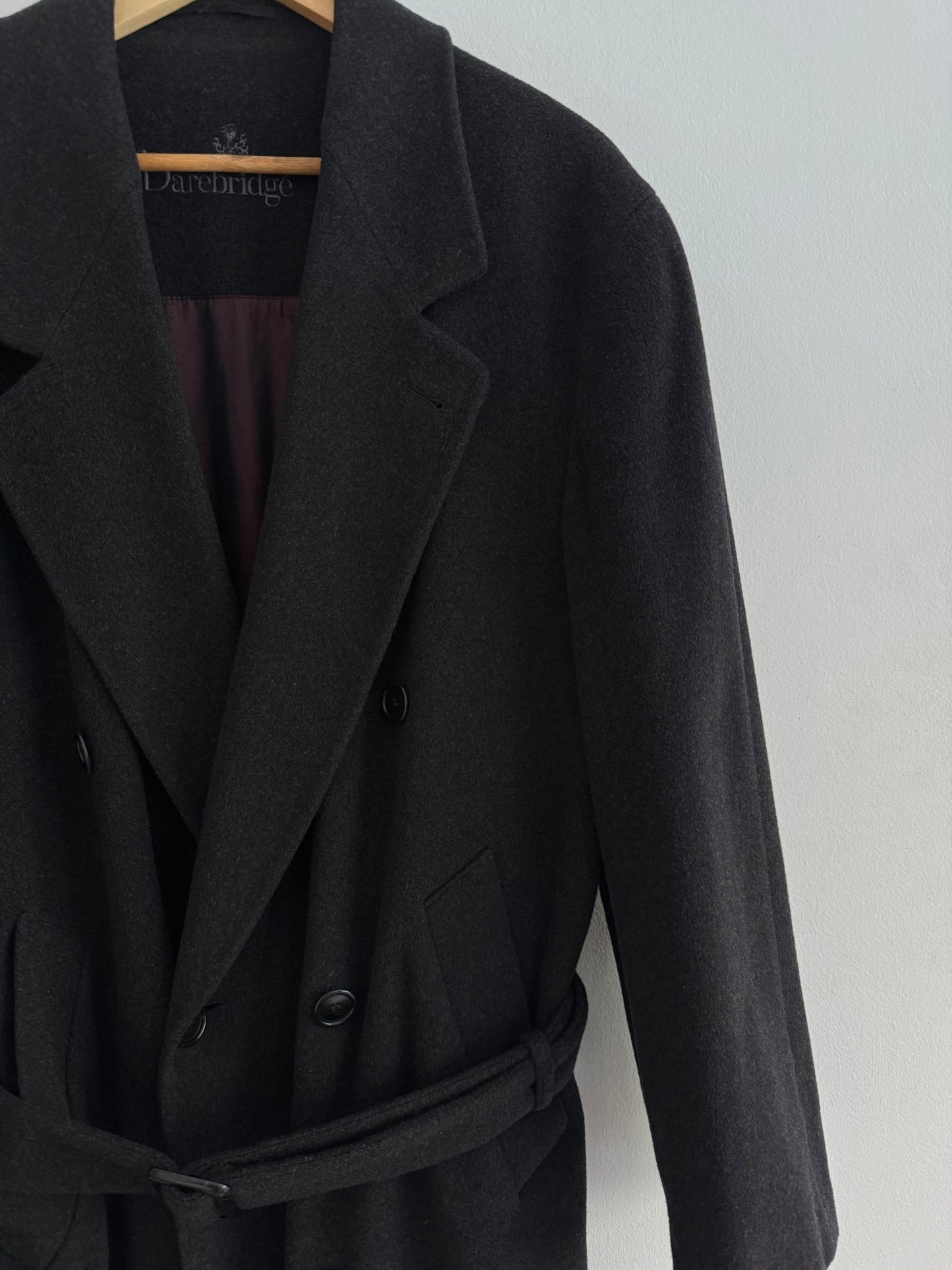🎩 Palton Vintage Bărbați Gri Închis / Negru deschis din Cașmir – Marimea 48 (M oversized / L regular) - anbracaminte