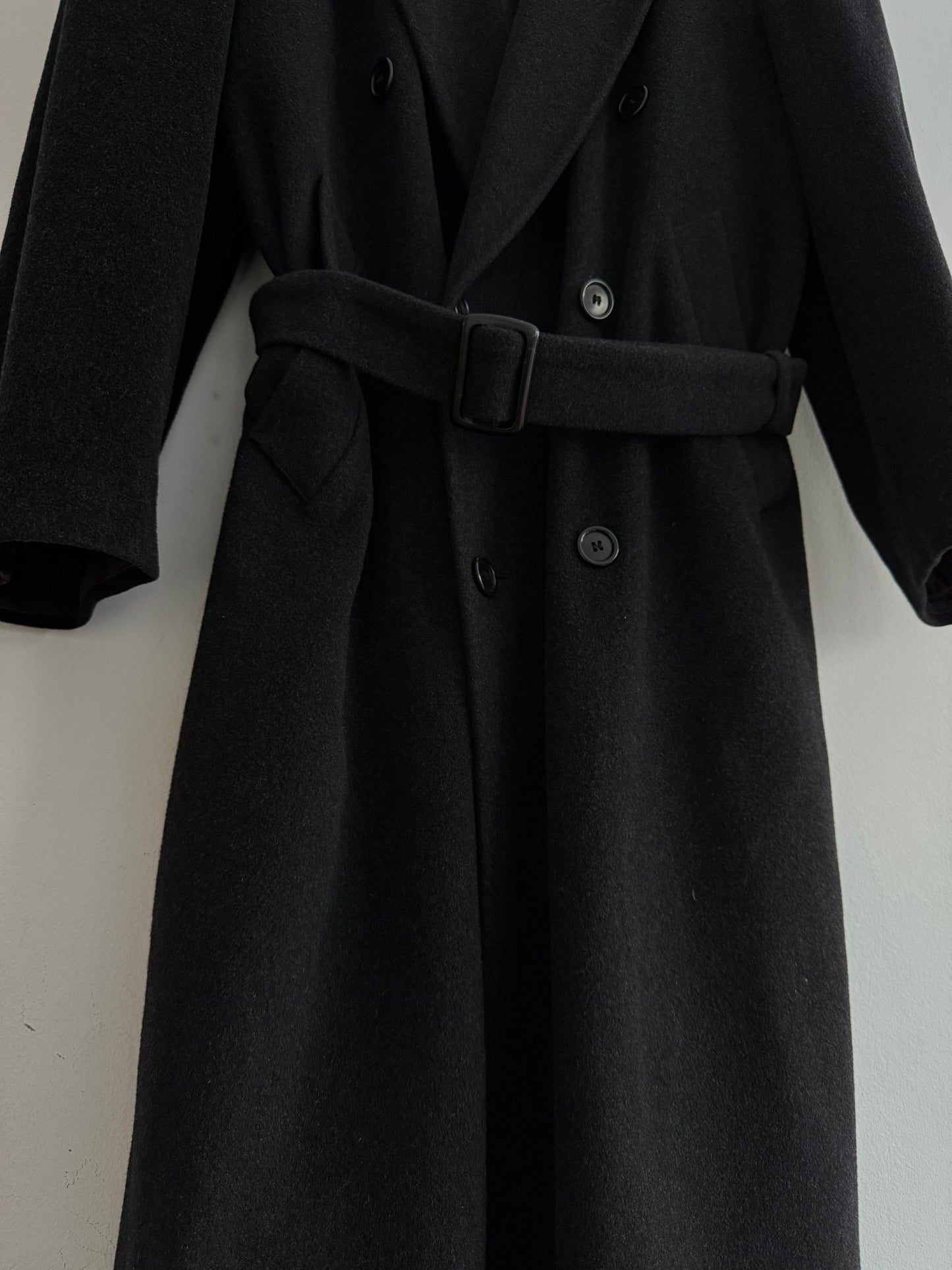 🎩 Palton Vintage Bărbați Gri Închis / Negru deschis din Cașmir – Marimea 48 (M oversized / L regular) - anbracaminte
