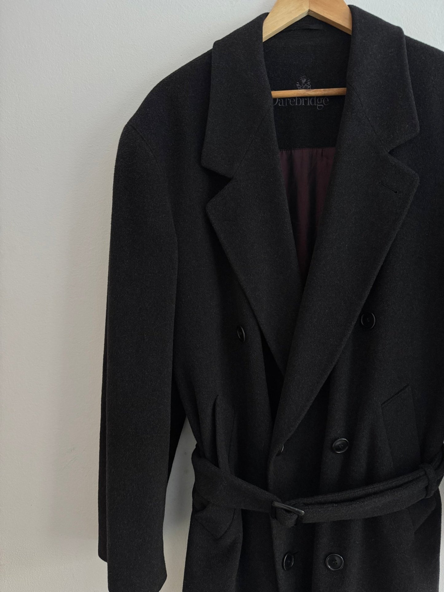 🎩 Palton Vintage Bărbați Gri Închis / Negru deschis din Cașmir – Marimea 48 (M oversized / L regular) - anbracaminte