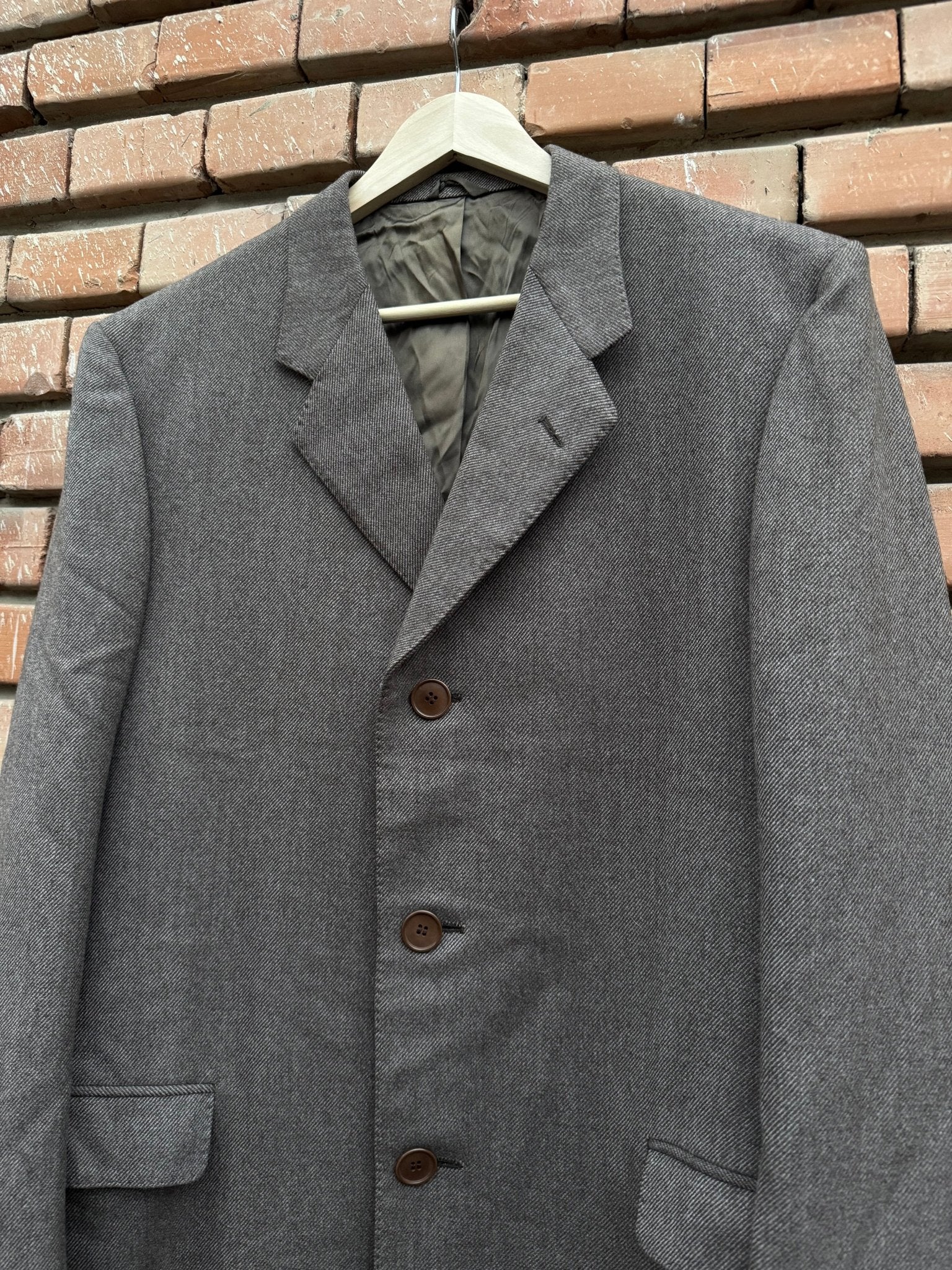🧥 Palton Vintage Bărbați Maro Deschis – Gri din Lână Virgină – IT 52 (L) - anbracaminte