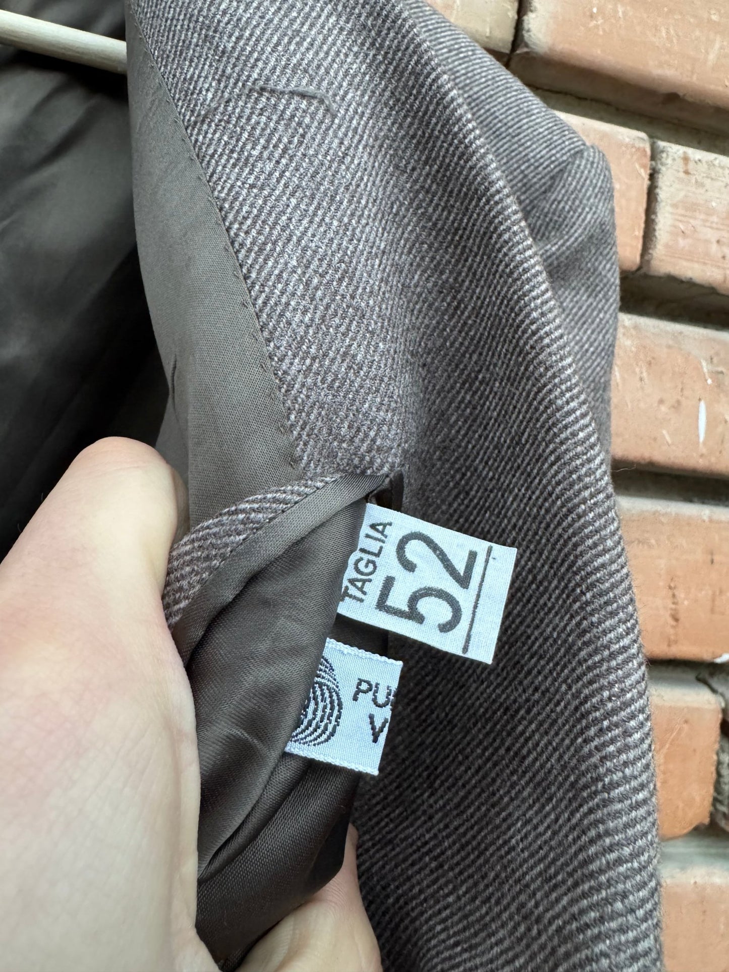 🧥 Palton Vintage Bărbați Maro Deschis – Gri din Lână Virgină – IT 52 (L) - anbracaminte