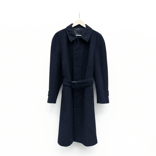 🧥 Palton Vintage Bărbați Navy Închis cu Cordon din Lână – M - anbracaminte