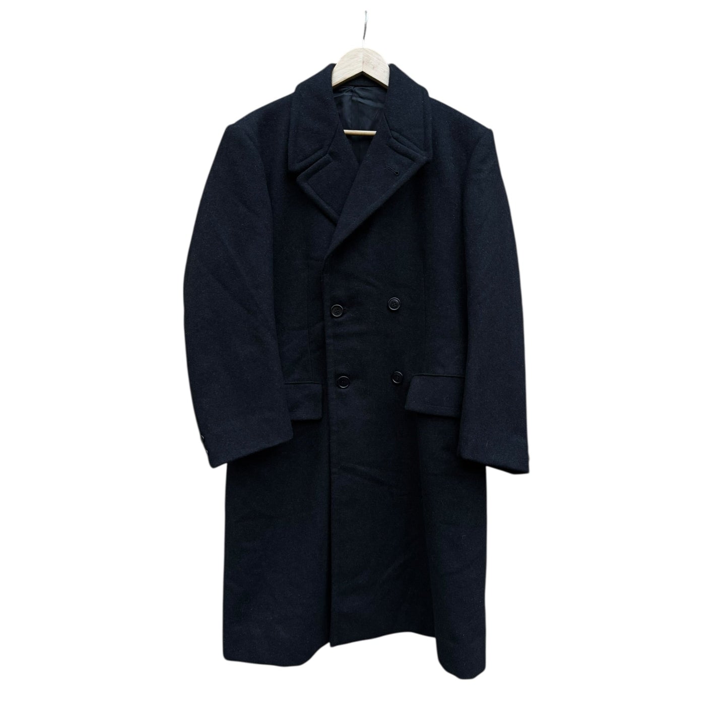 🧥 Palton Vintage Bărbați Negru Double Breasted din Lână Pură – Marimea EU 50 (L) - anbracaminte