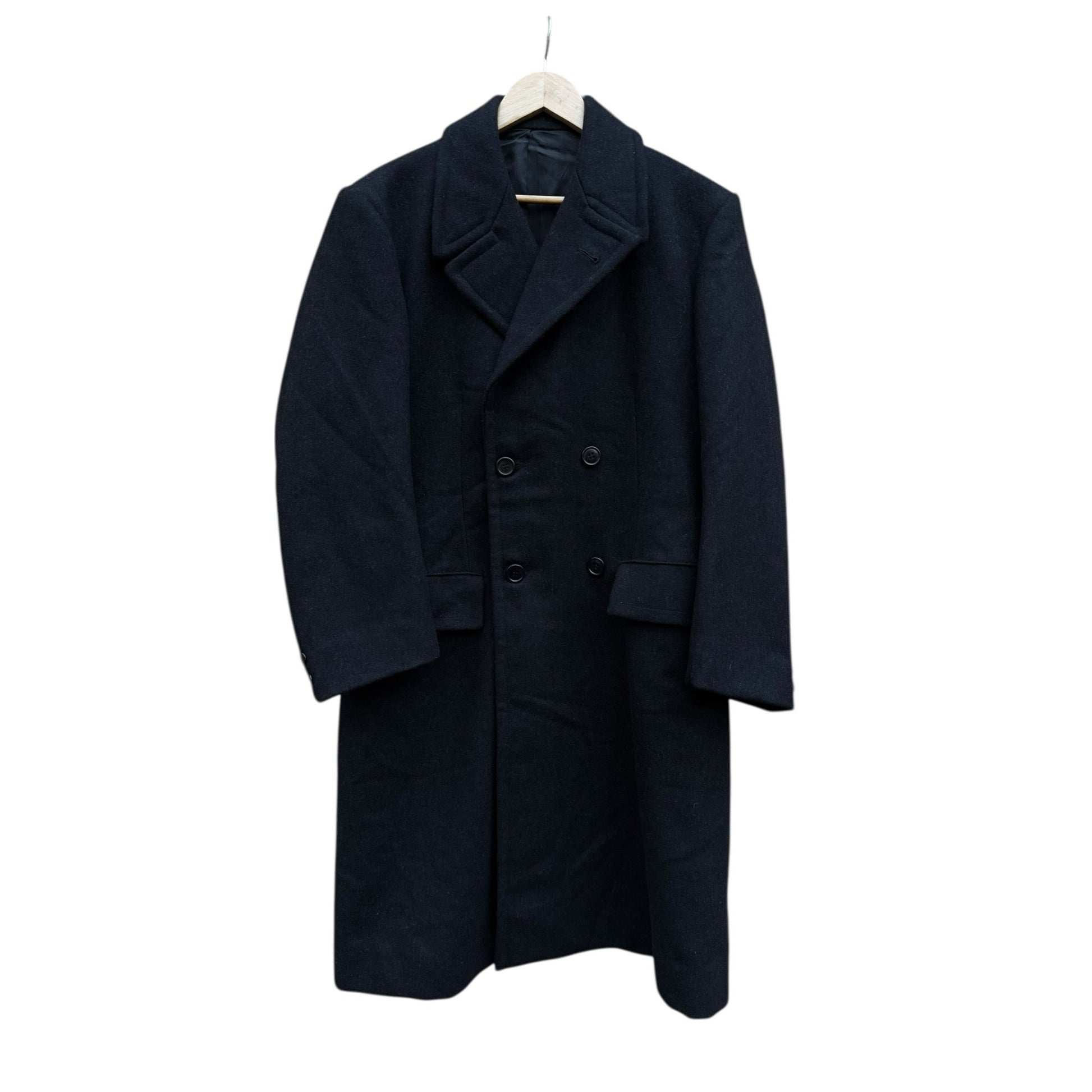 🧥 Palton Vintage Bărbați Negru Double Breasted din Lână Pură – Marimea EU 50 (L) - anbracaminte