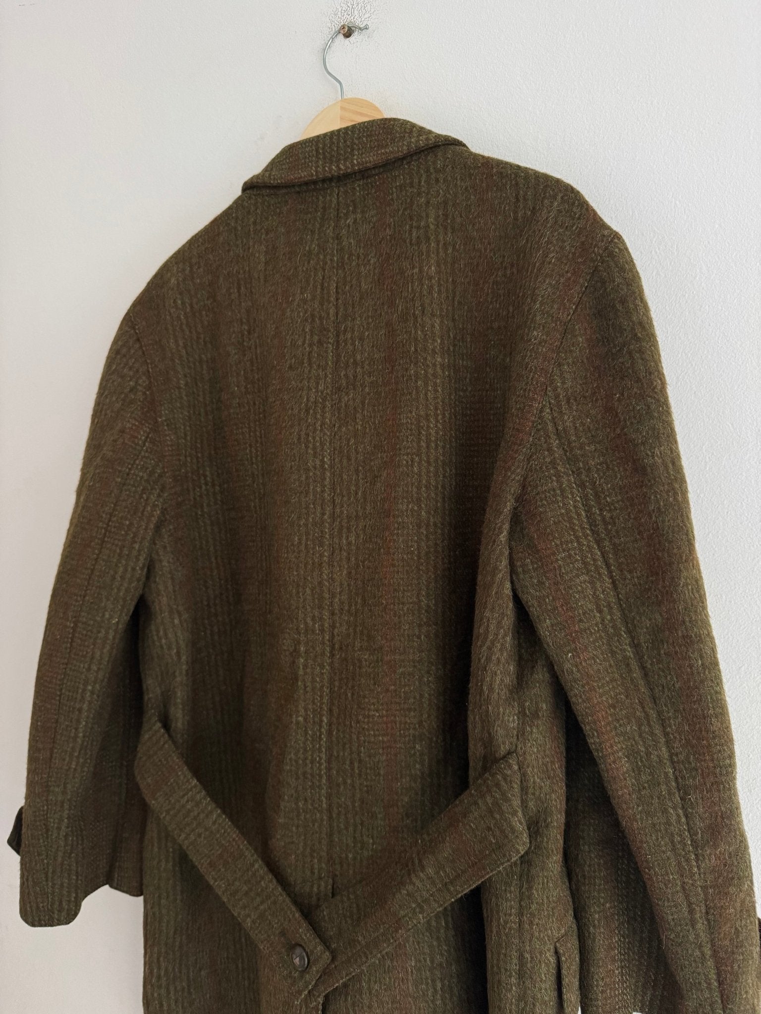 🧥 Palton Vintage Bărbați Verde Închis din Lână Virgină Texturată – L - anbracaminte