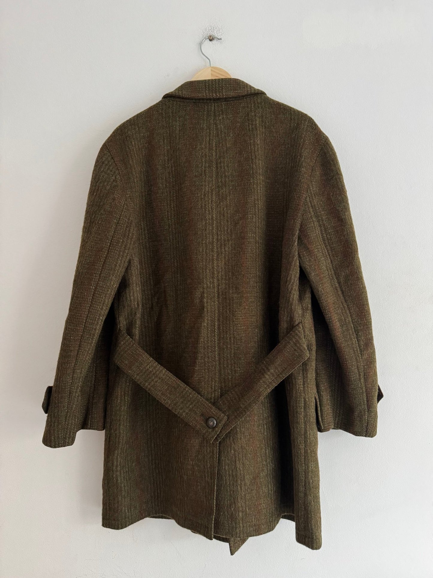 🧥 Palton Vintage Bărbați Verde Închis din Lână Virgină Texturată – L - anbracaminte
