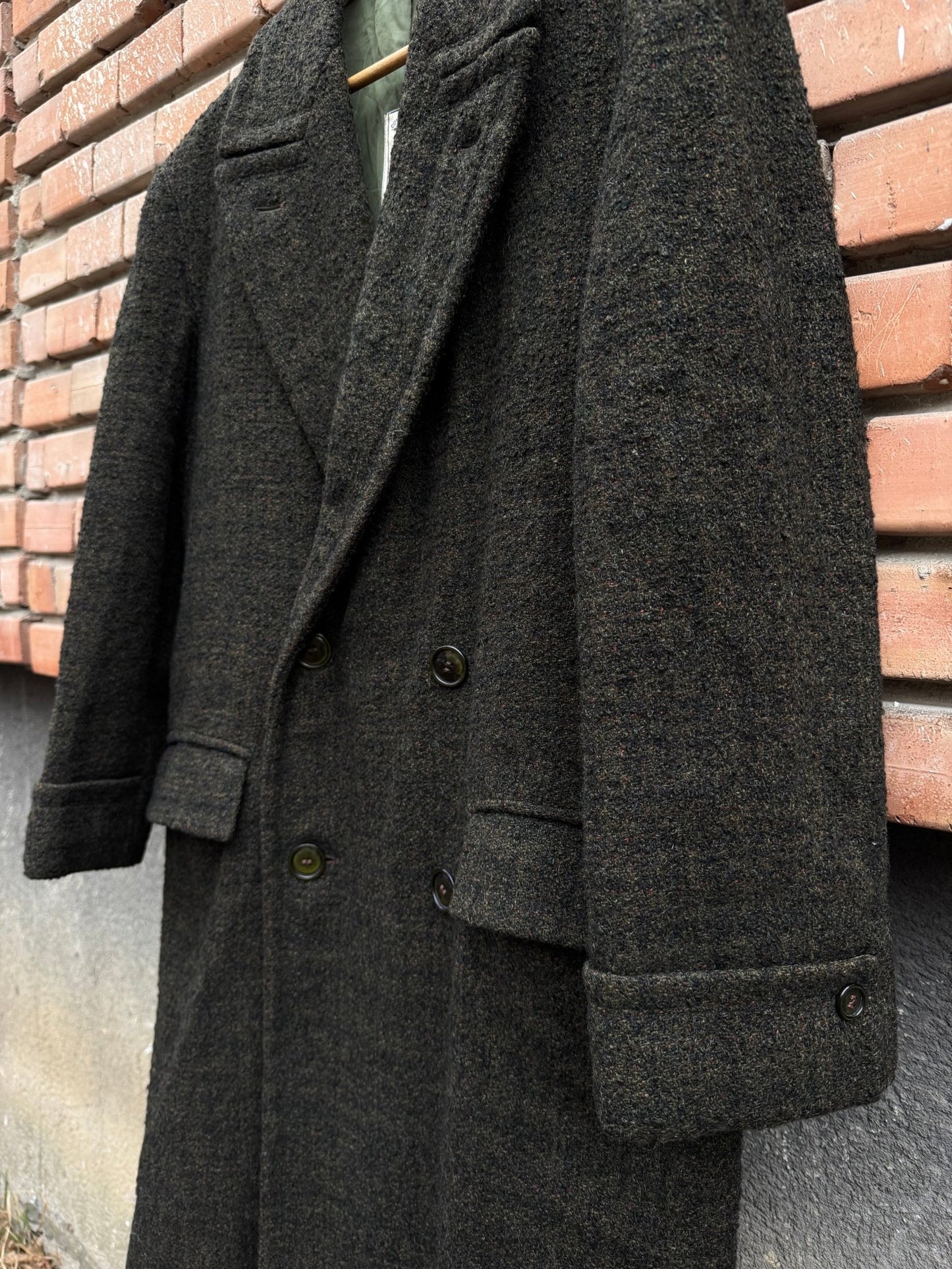 🌳 Palton Vintage Bărbați Verde Închis Double Breasted din Lână Pură – Marimea M - anbracaminte