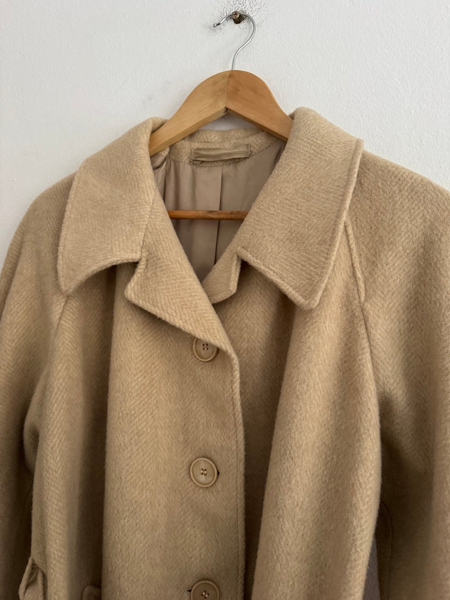 🧥 Palton Vintage Crem din Mohair, Alpaca și Lână – Damă (M/L aprox.) - anbracaminte