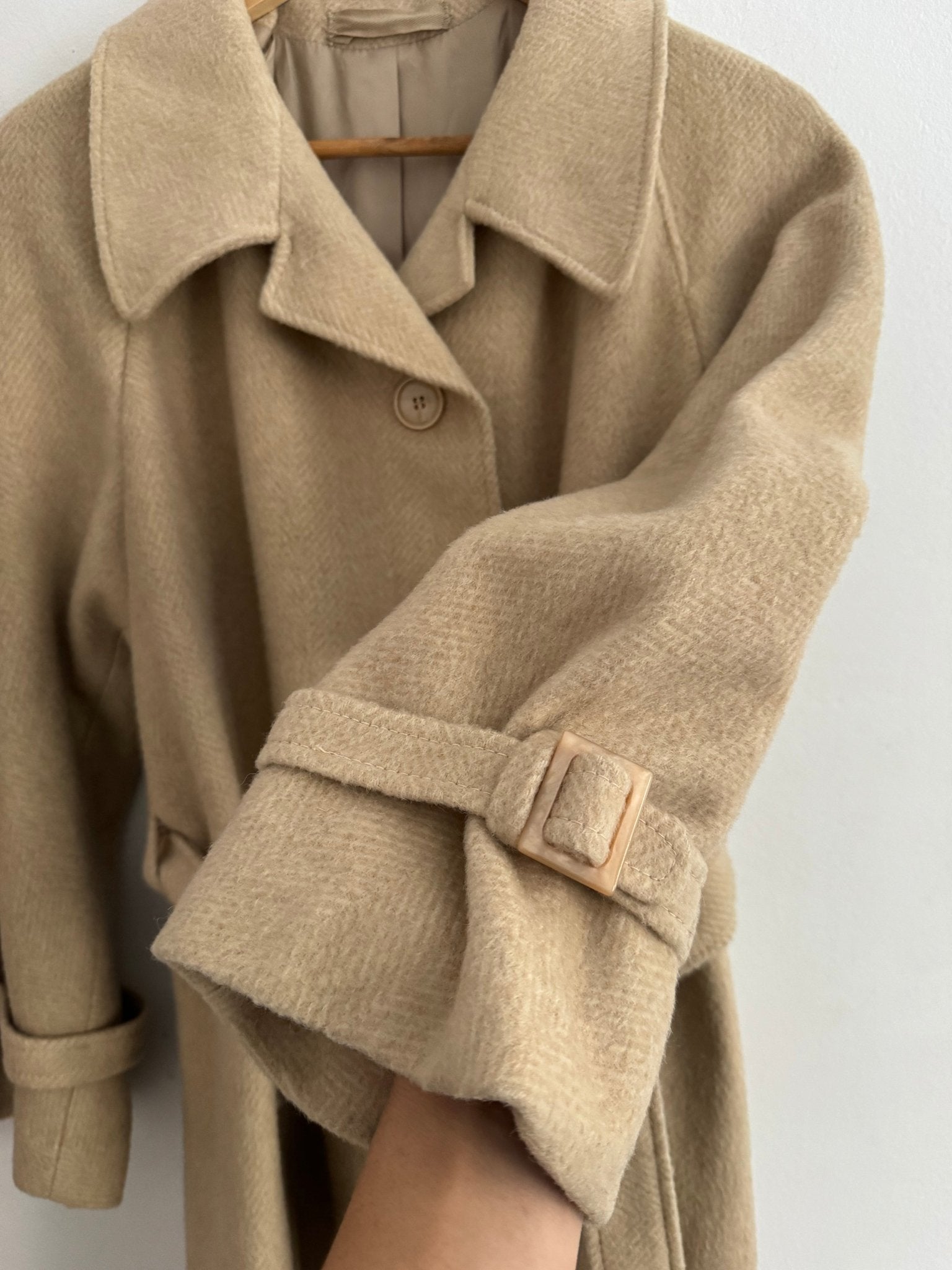 🧥 Palton Vintage Crem din Mohair, Alpaca și Lână – Damă (M/L aprox.) - anbracaminte