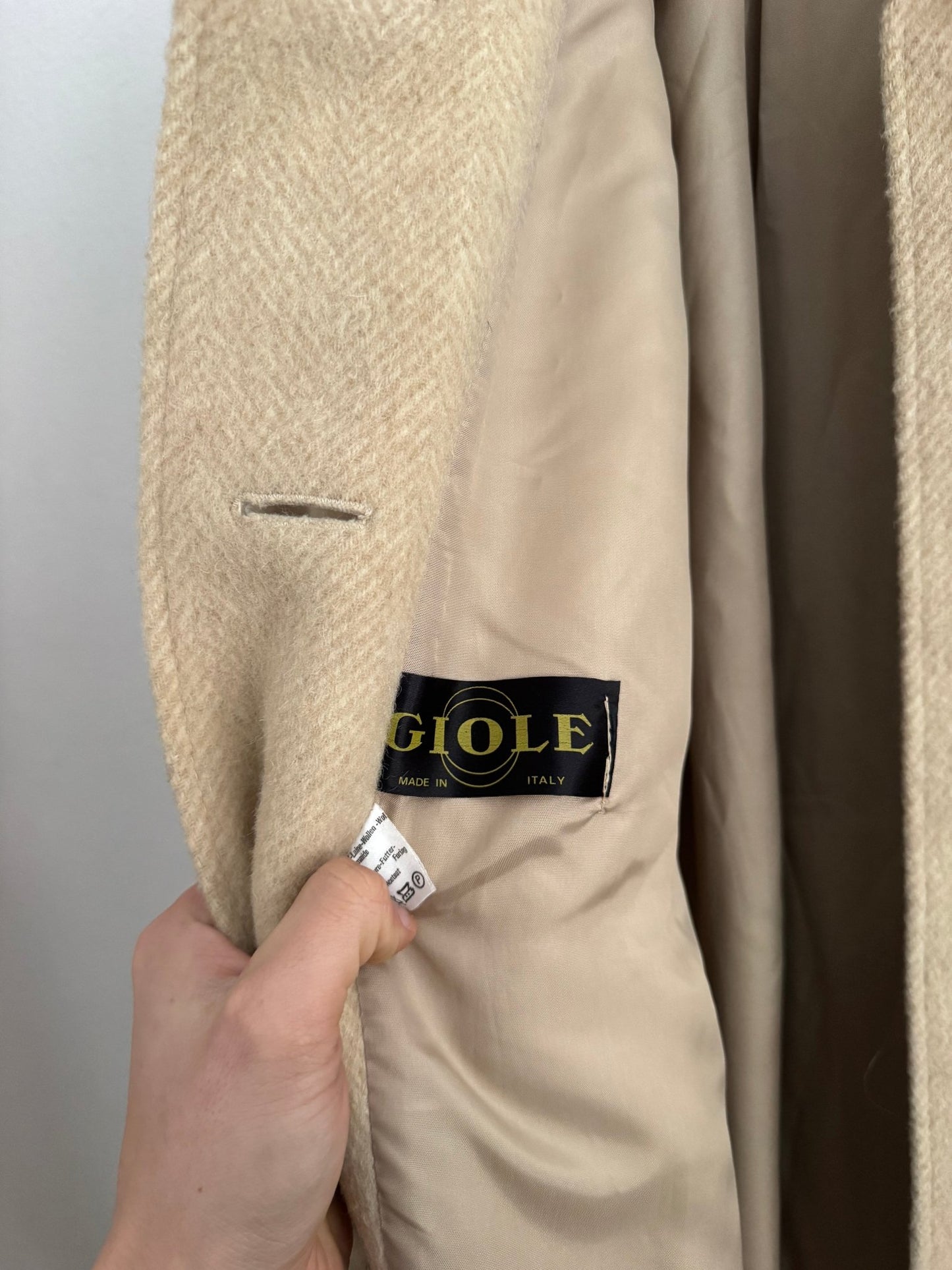 🧥 Palton Vintage Crem din Mohair, Alpaca și Lână – Damă (M/L aprox.) - anbracaminte