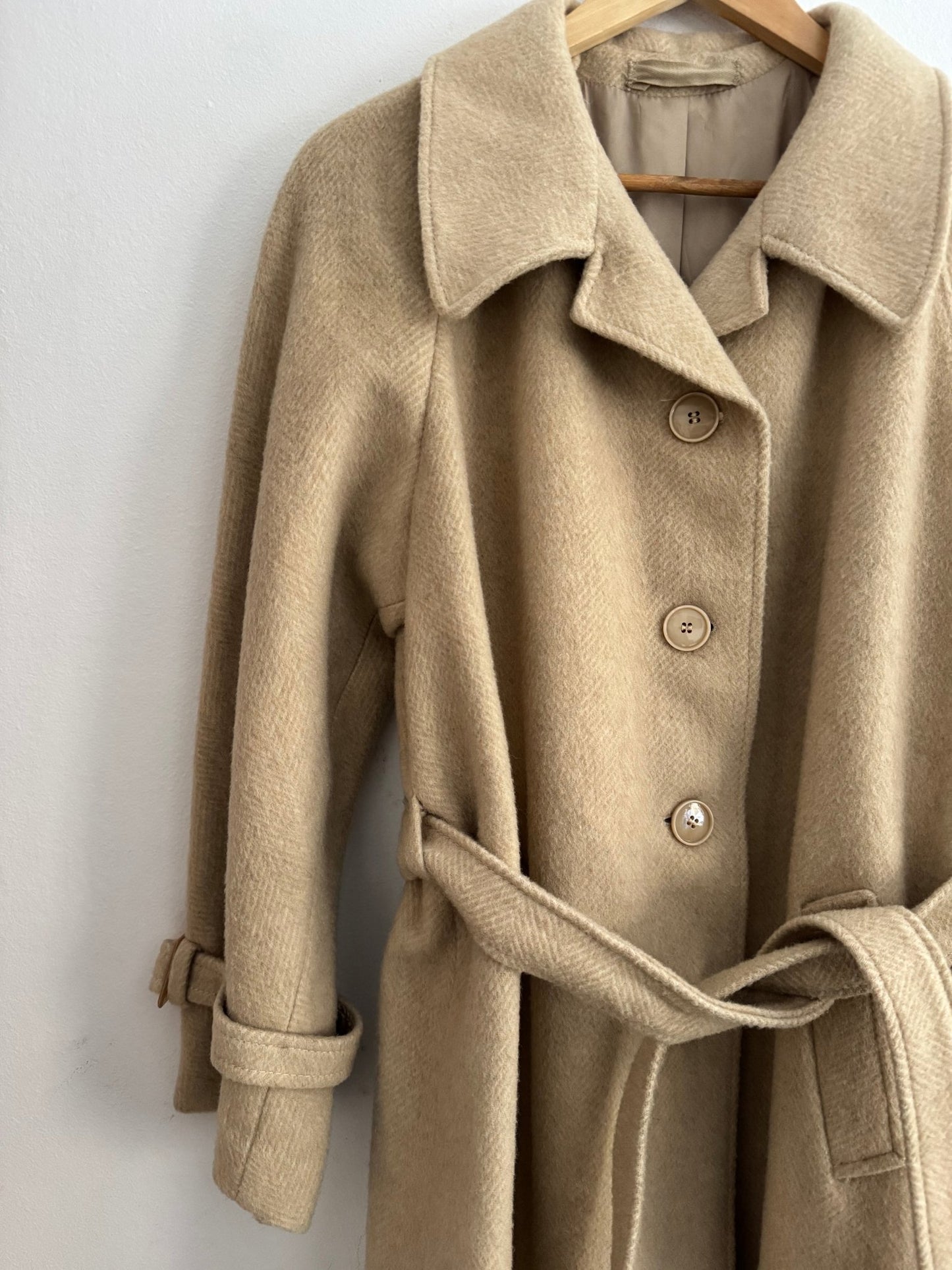 🧥 Palton Vintage Crem din Mohair, Alpaca și Lână – Damă (M/L aprox.) - anbracaminte