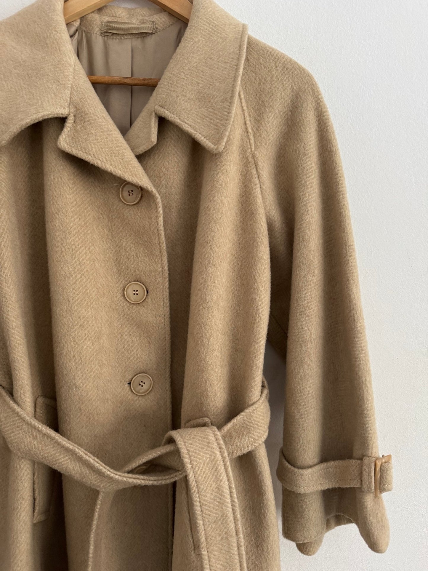 🧥 Palton Vintage Crem din Mohair, Alpaca și Lână – Damă (M/L aprox.) - anbracaminte