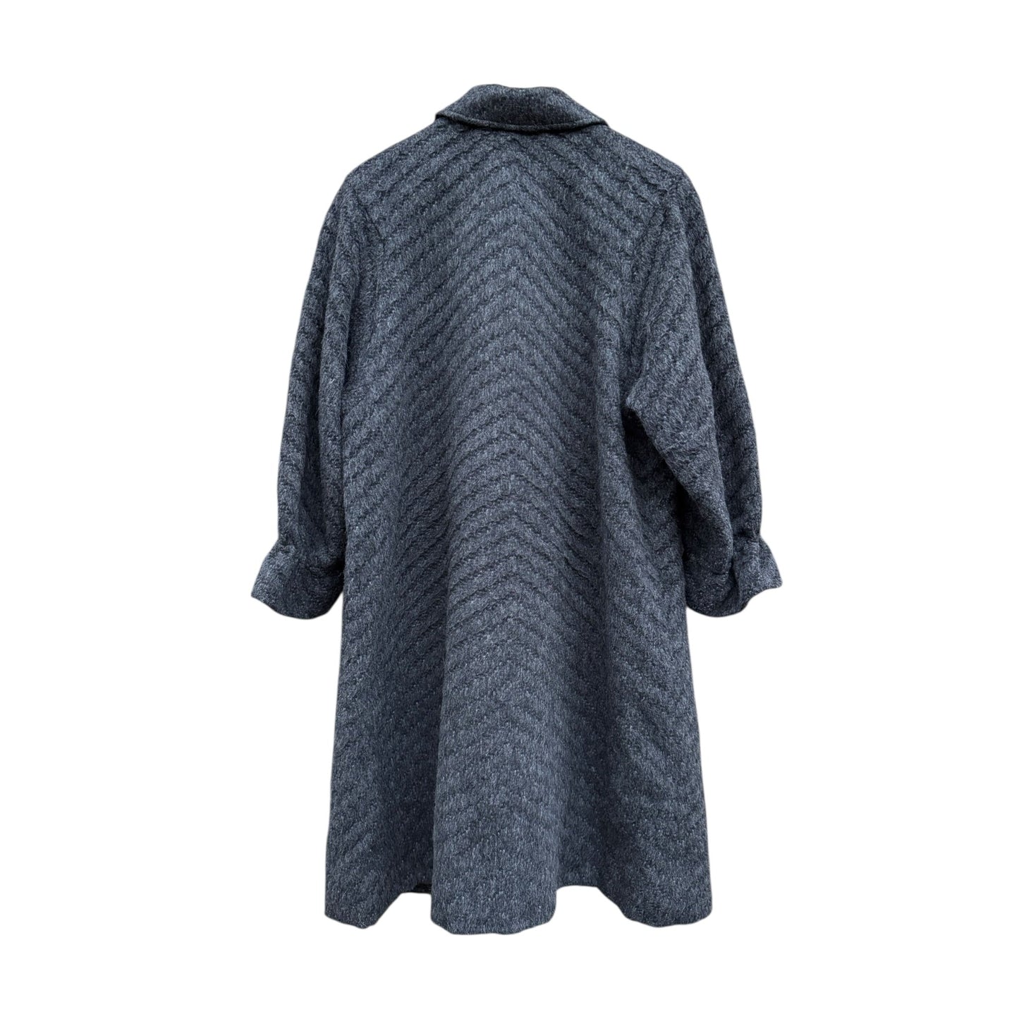 🦙 Palton Vintage Damă Gri Texturat din Lână și Alpaca – IT 46 (M/L) - anbracaminte