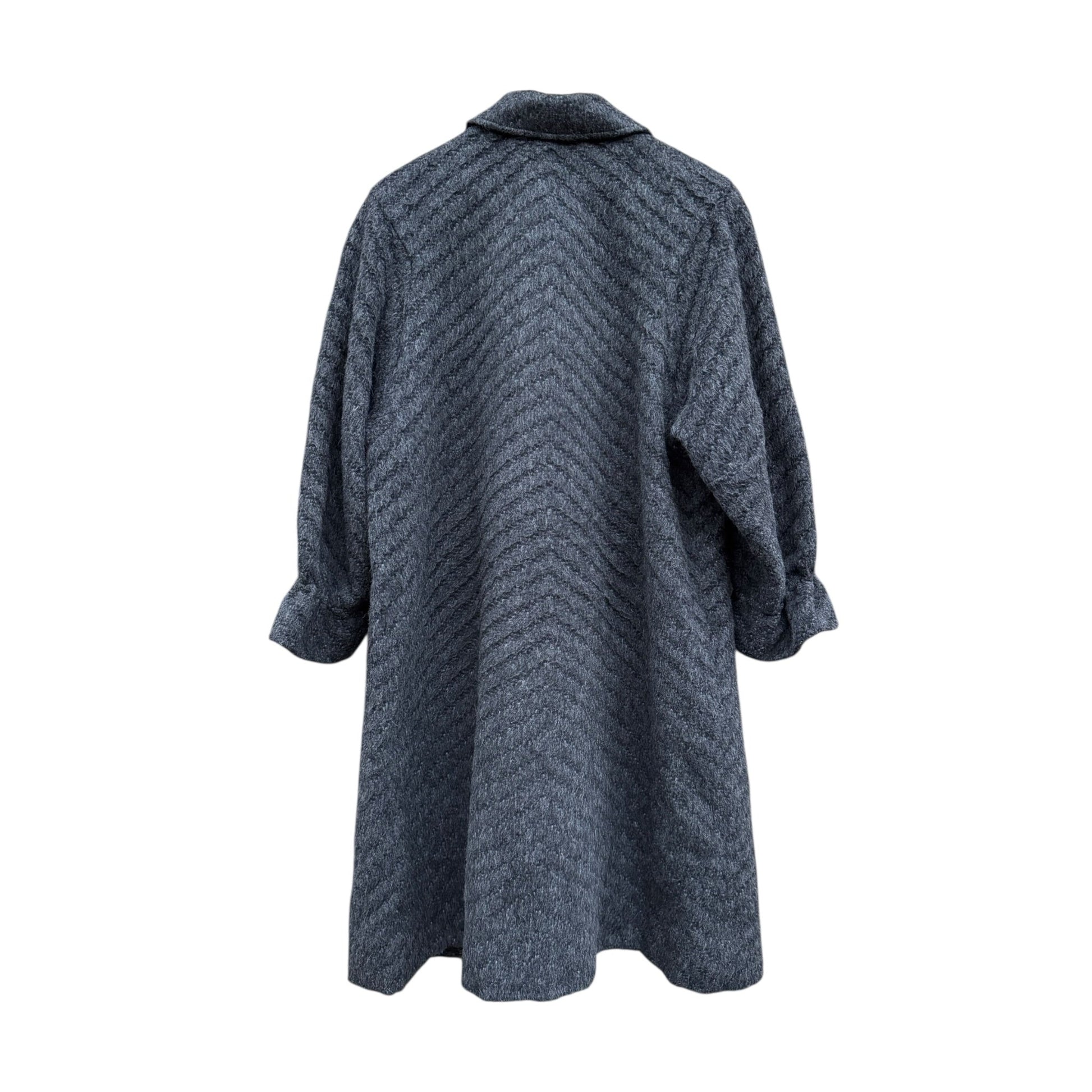 🦙 Palton Vintage Damă Gri Texturat din Lână și Alpaca – IT 46 (M/L) - anbracaminte