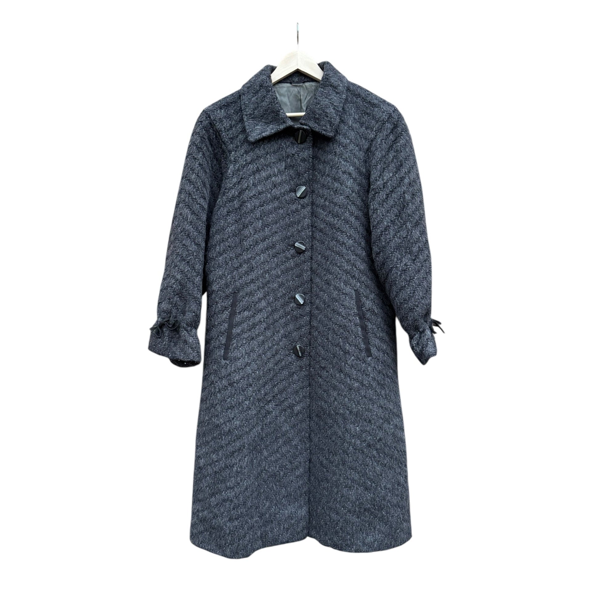 🦙 Palton Vintage Damă Gri Texturat din Lână și Alpaca – IT 46 (M/L) - anbracaminte
