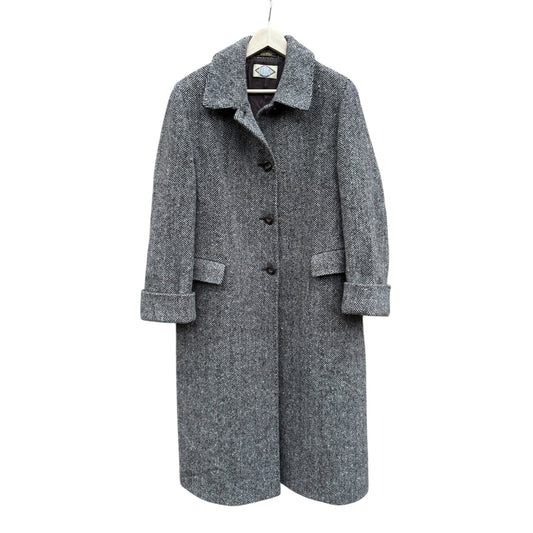 🧥 Palton Vintage Damă Gri Texturat din Lână Virgină – IT 45 (M/L) - anbracaminte