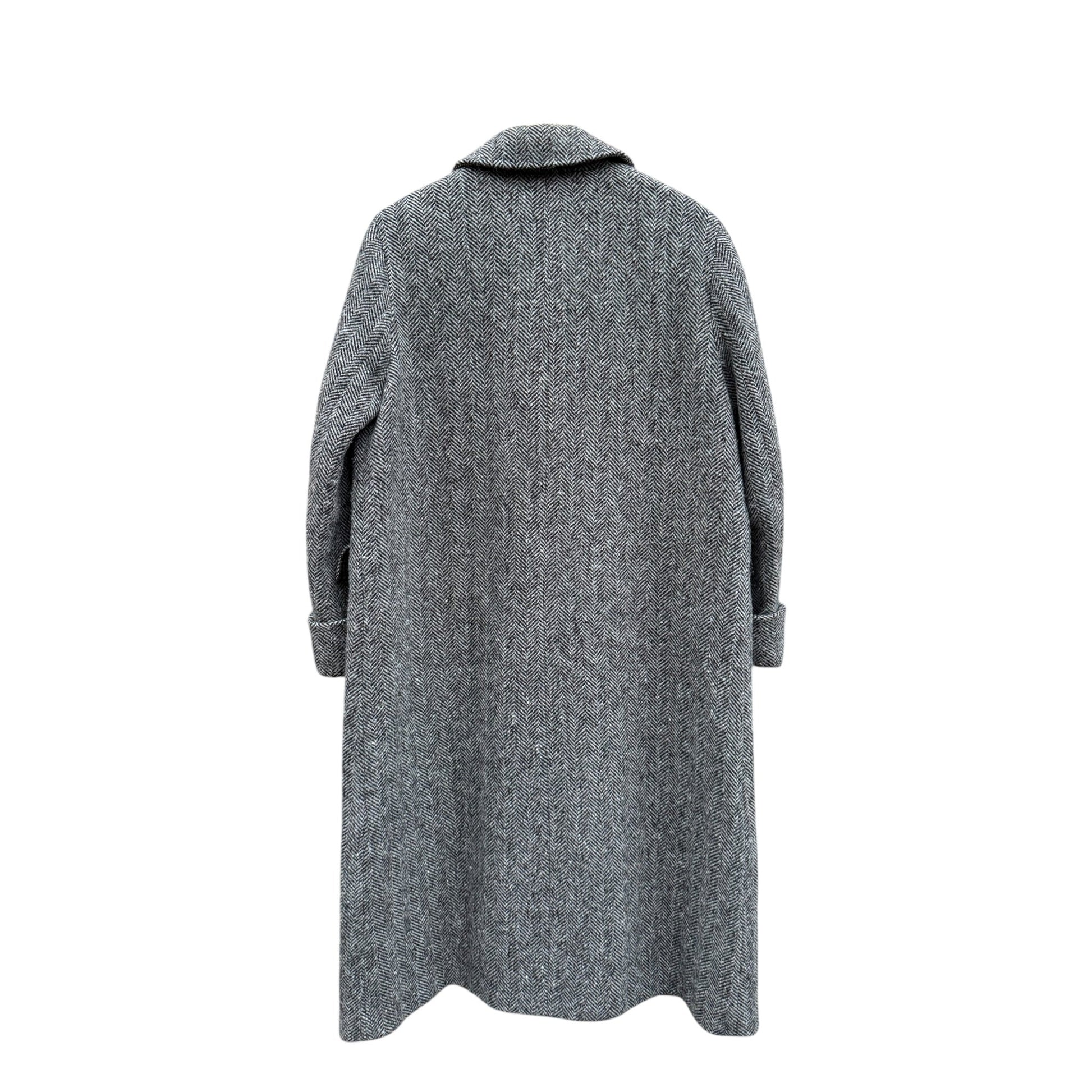 🧥 Palton Vintage Damă Gri Texturat din Lână Virgină – IT 45 (M/L) - anbracaminte