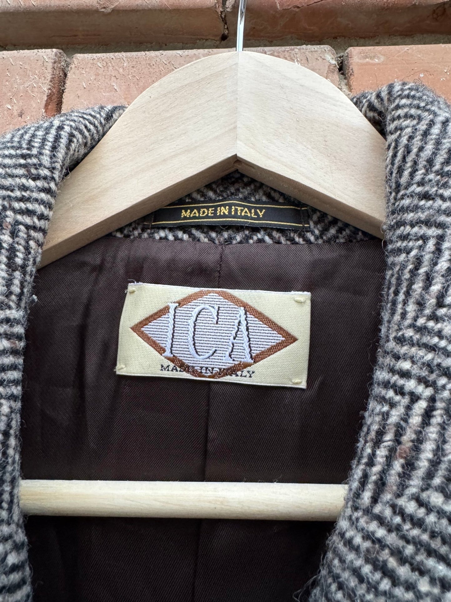 🧥 Palton Vintage Damă Gri Texturat din Lână Virgină – IT 45 (M/L) - anbracaminte
