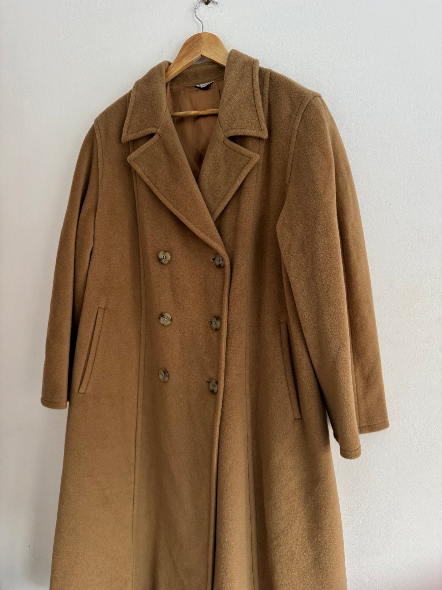 🐫 Palton Vintage Double Breasted Camel din Lână Virgină și Cașmir – Femei (aprox. M/L) - anbracaminte
