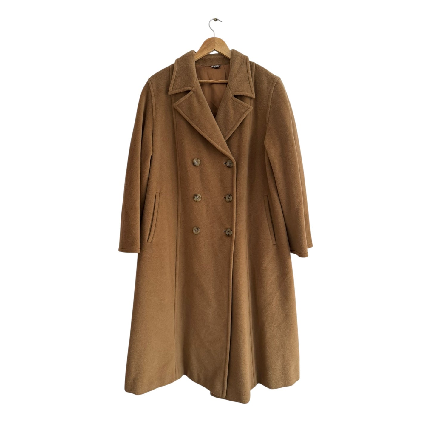 🐫 Palton Vintage Double Breasted Camel din Lână Virgină și Cașmir – Femei (aprox. M/L) - anbracaminte