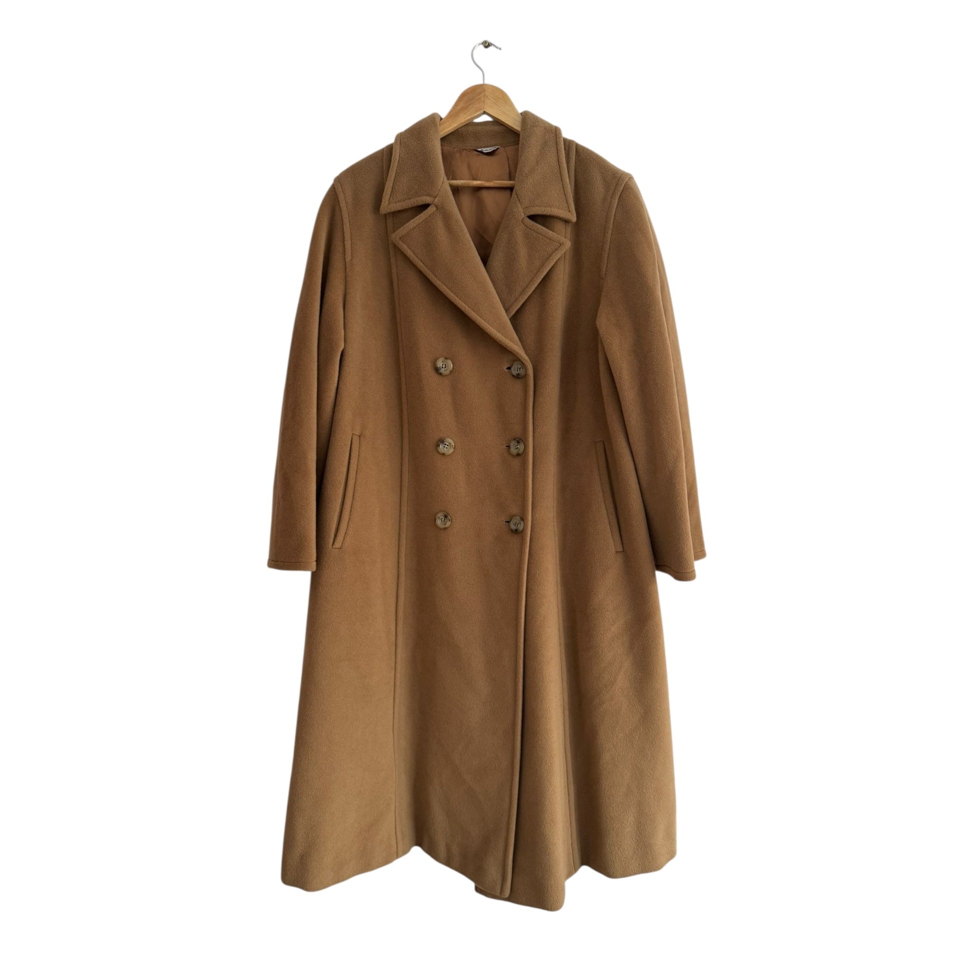 🐫 Palton Vintage Double Breasted Camel din Lână Virgină și Cașmir – Femei (aprox. M/L) - anbracaminte