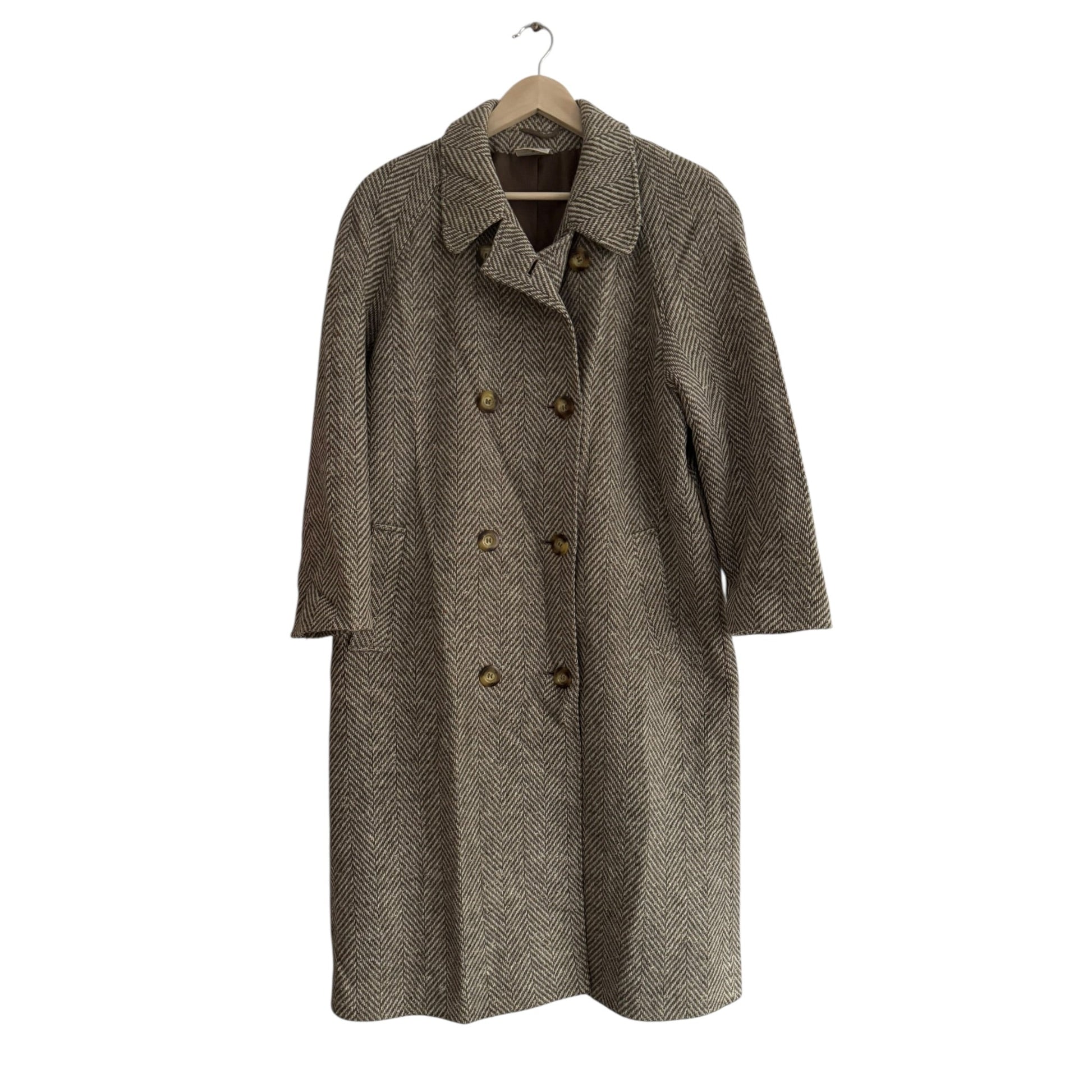 🧥 Palton Vintage Double Breasted din Lână de Miel Texturată – EU 40 (M/L Damă) - anbracaminte