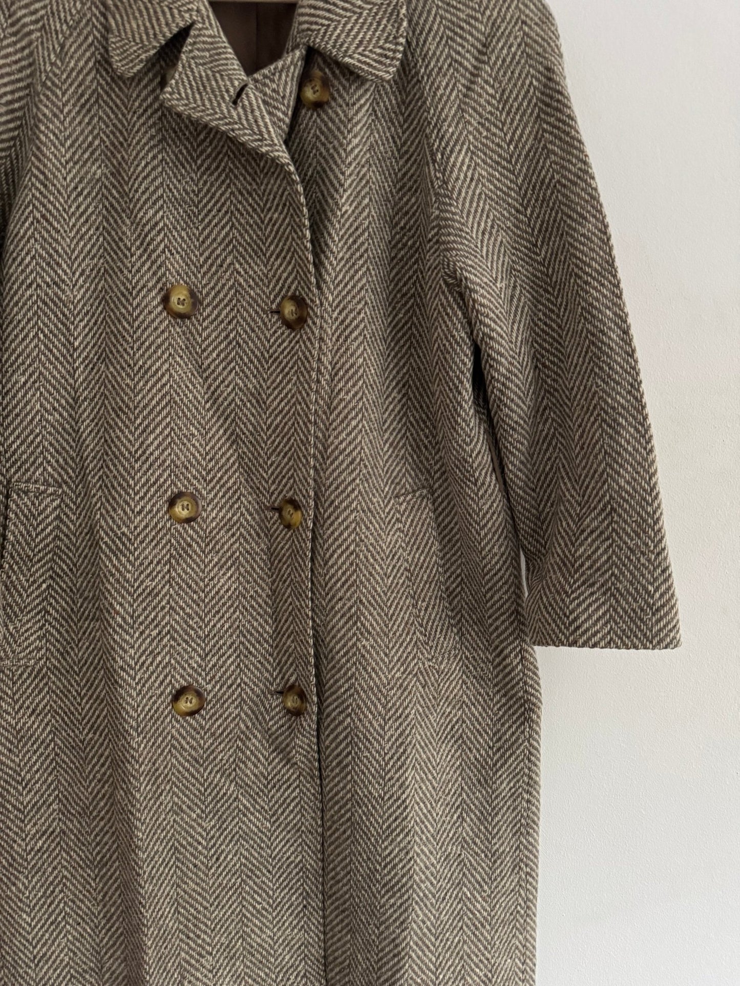 🧥 Palton Vintage Double Breasted din Lână de Miel Texturată – EU 40 (M/L Damă) - anbracaminte