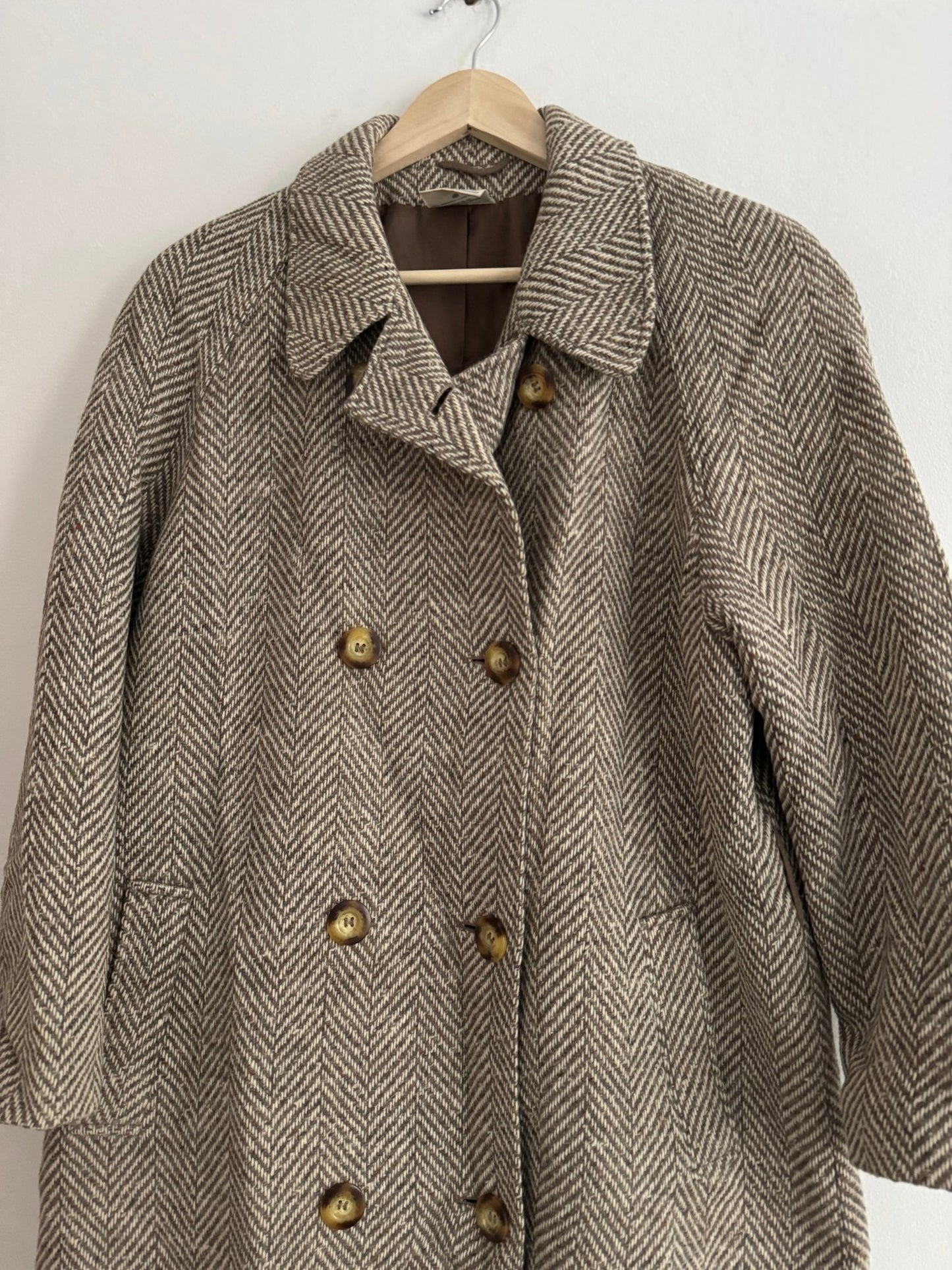 🧥 Palton Vintage Double Breasted din Lână de Miel Texturată – EU 40 (M/L Damă) - anbracaminte