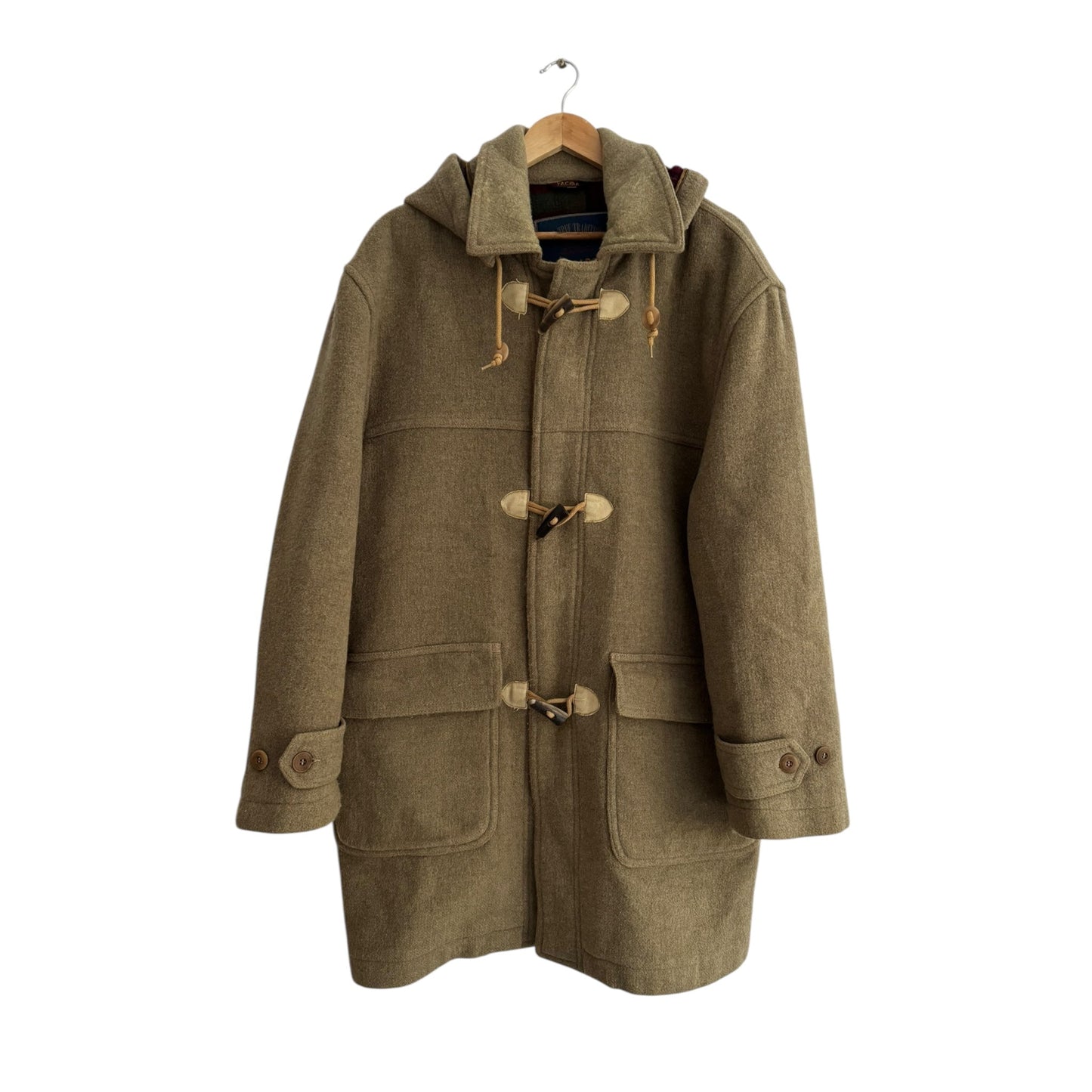 🧥 Palton Vintage Duffle Verde Deschis din Lână – EU 52 (XL Bărbați) - anbracaminte