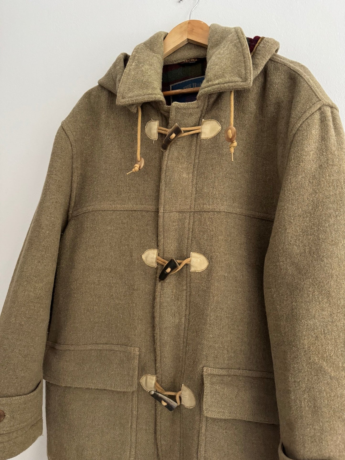 🧥 Palton Vintage Duffle Verde Deschis din Lână – EU 52 (XL Bărbați) - anbracaminte